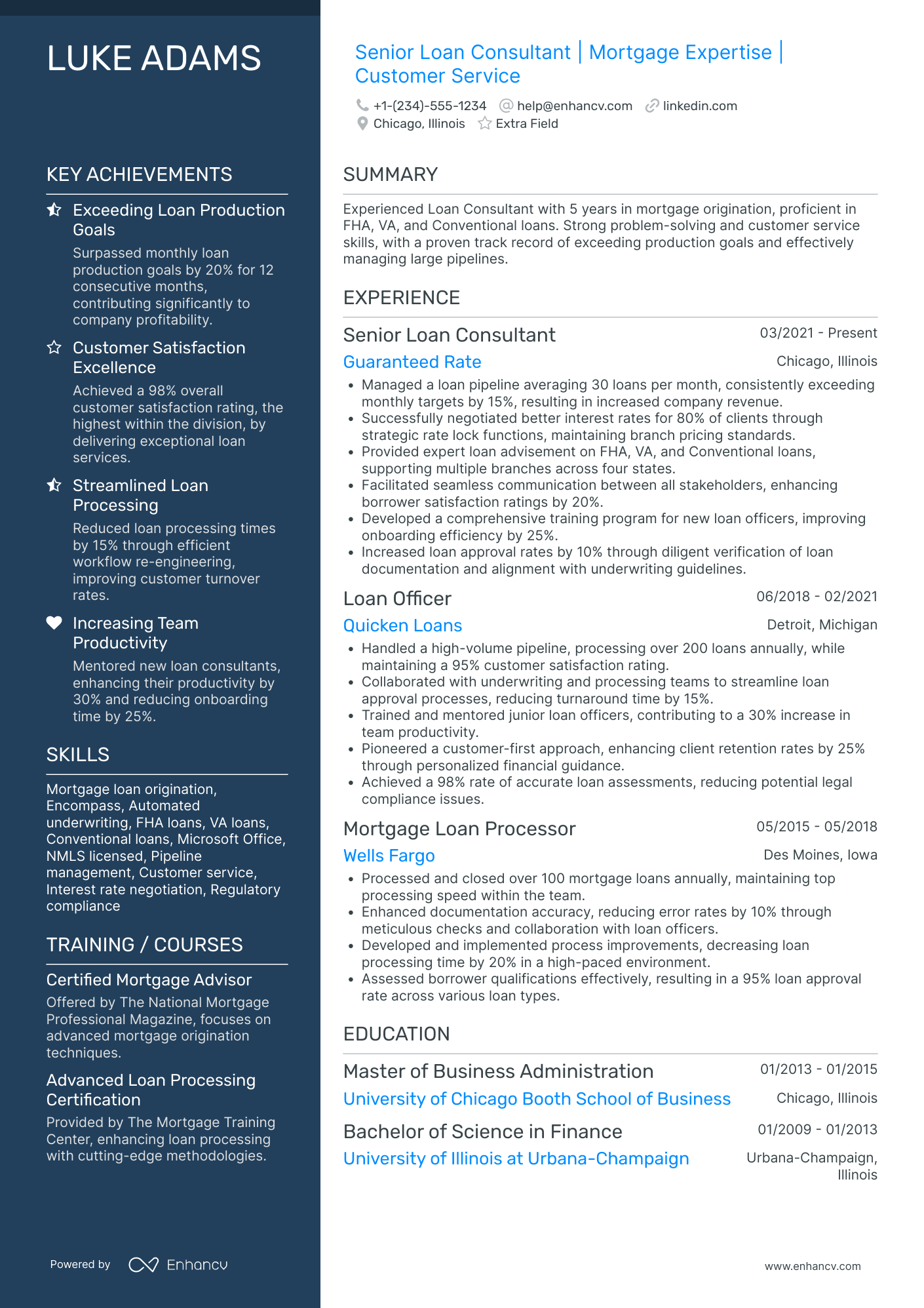 Loan Processing Consultant Resume Example