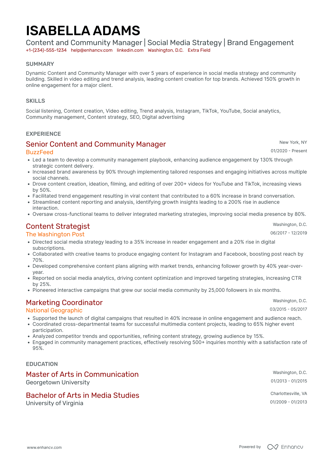 Freelance Content Strategist Resume Example