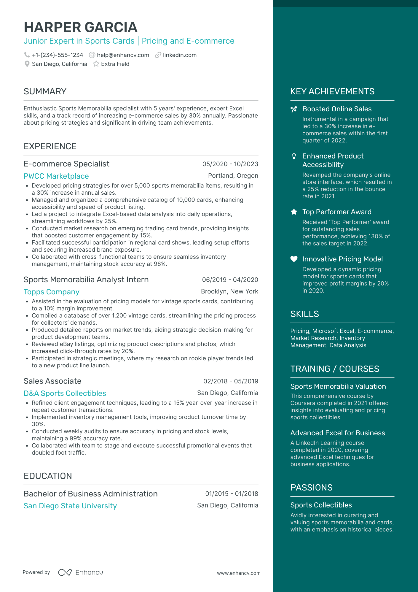 Junior Sports Agent Resume Example