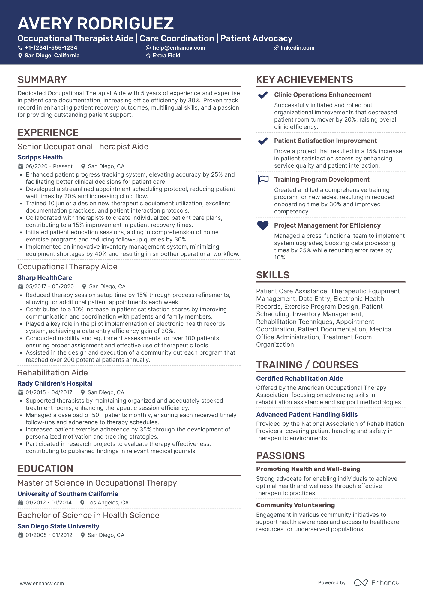 Occupational Therapist Aide Resume Example