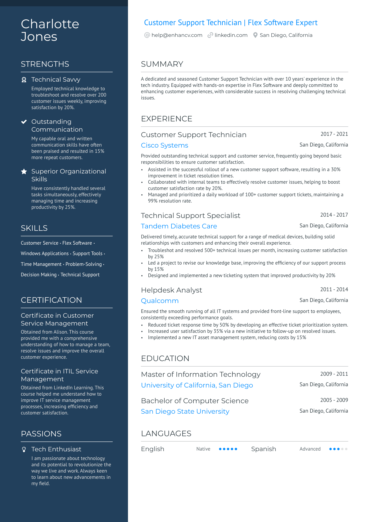 Customer Service Technician Resume Example