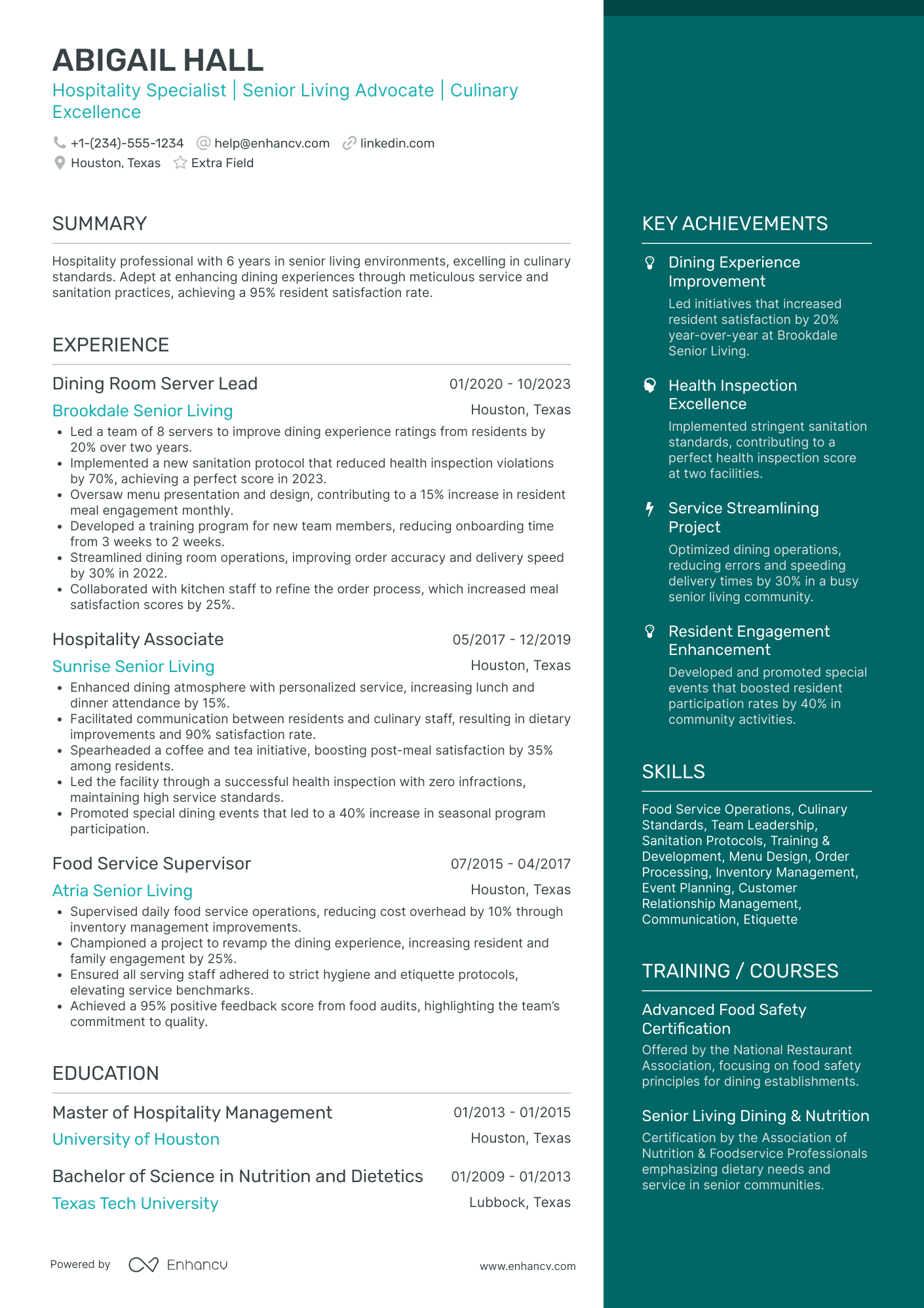 Buffet Waiter Resume Example