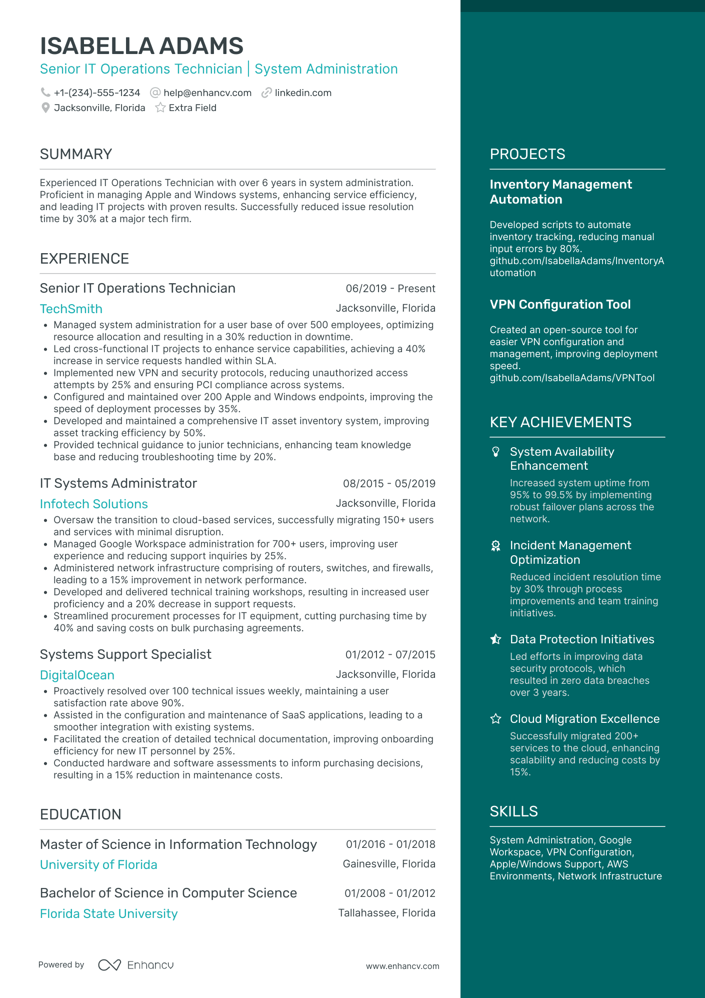 IT Support Operator Resume Example