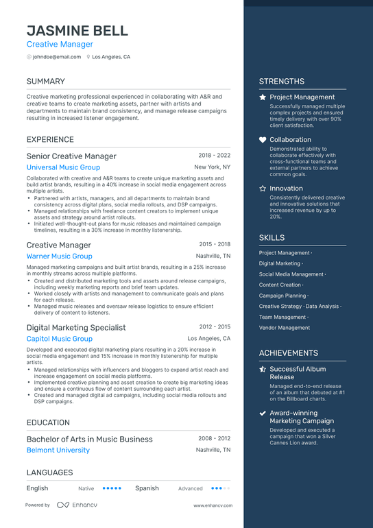 7 Creative Director Resume Examples & Guide for 2024