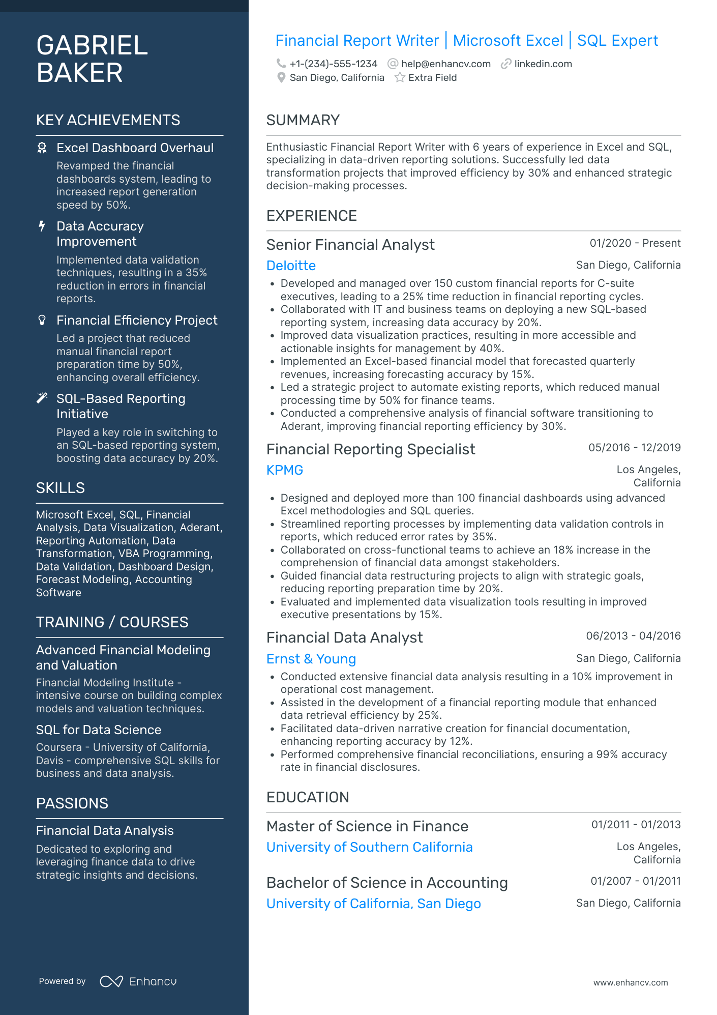 Financial Writer Resume Example