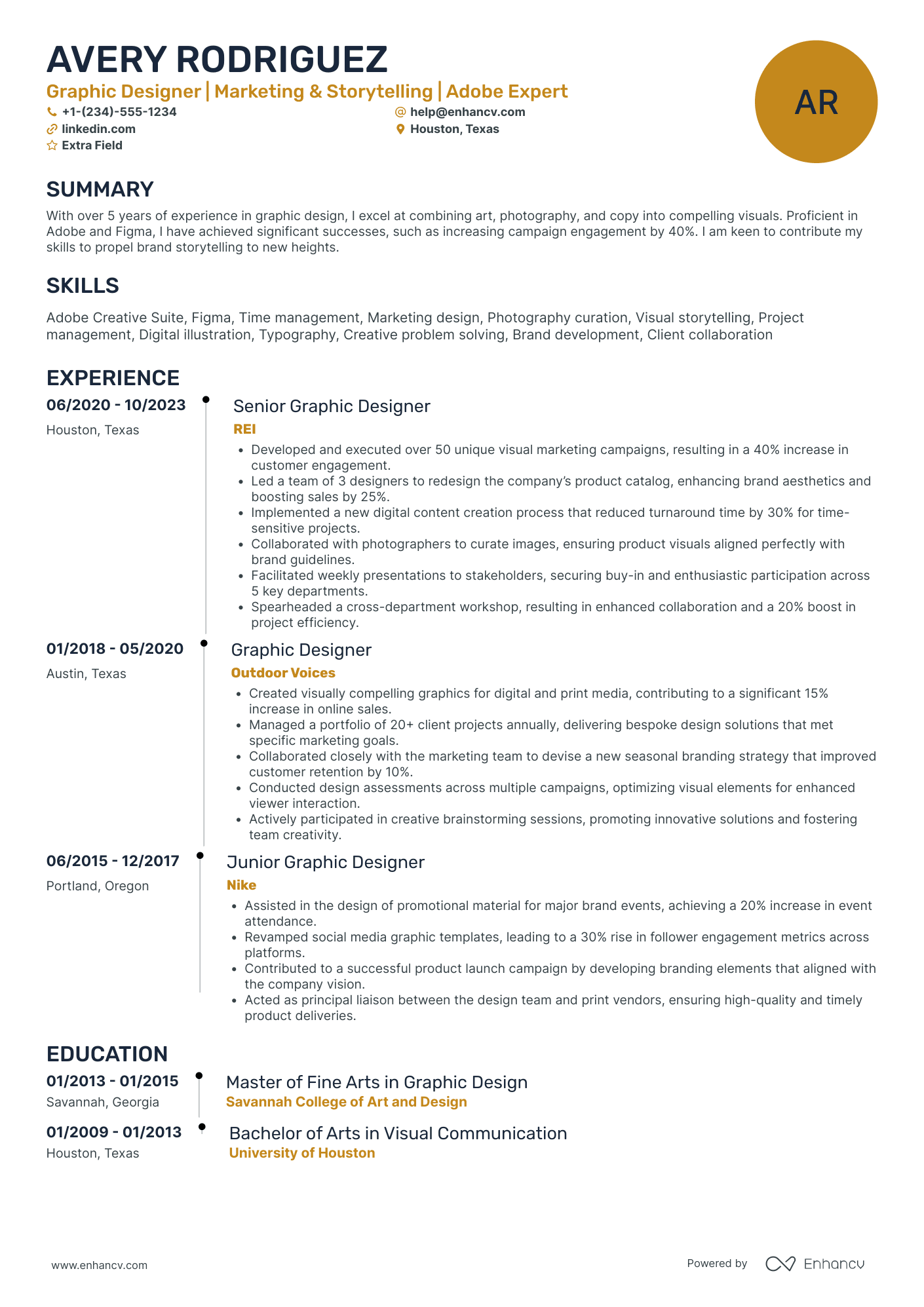 Undergraduate Graphic Designer Resume Example