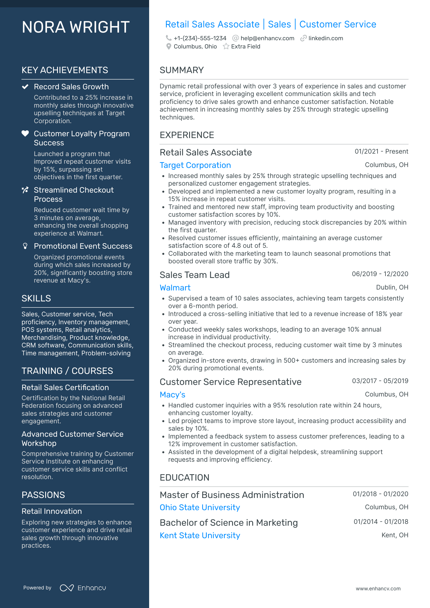 Customer Service Sales Associate Resume Example