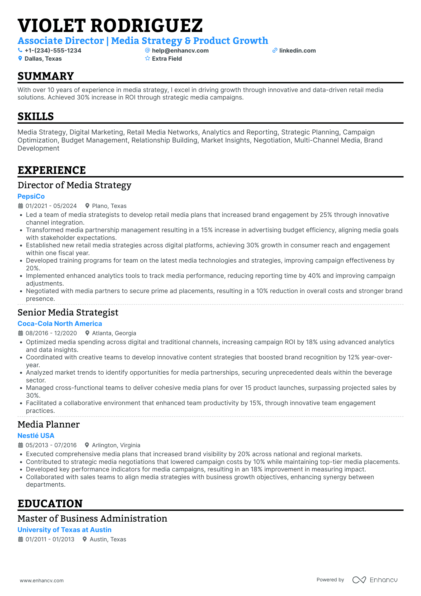 Social Media Marketing Strategist Resume Example