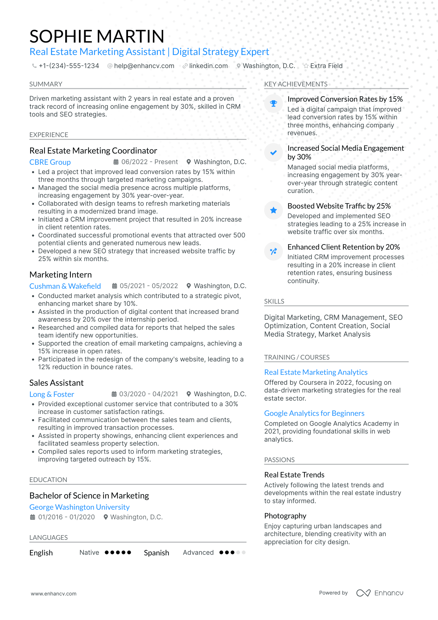 Real Estate Marketing Assistant Resume Example