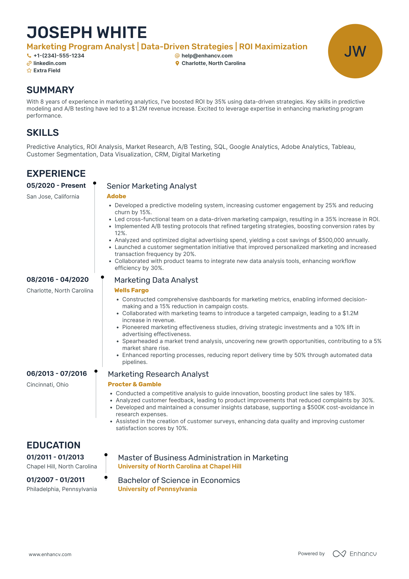 Marketing Program Analyst Resume Example