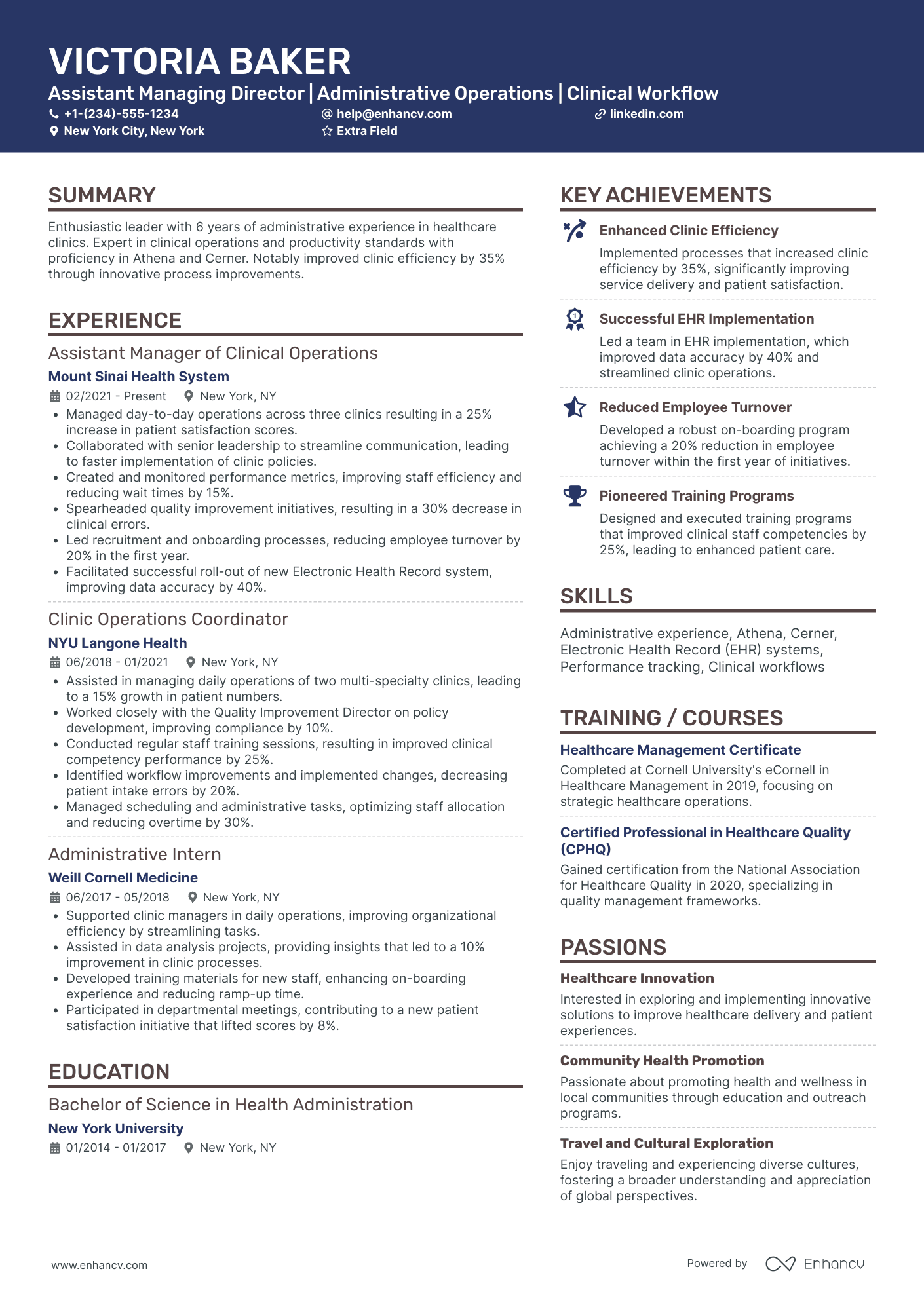 Junior Managing Director Resume Example