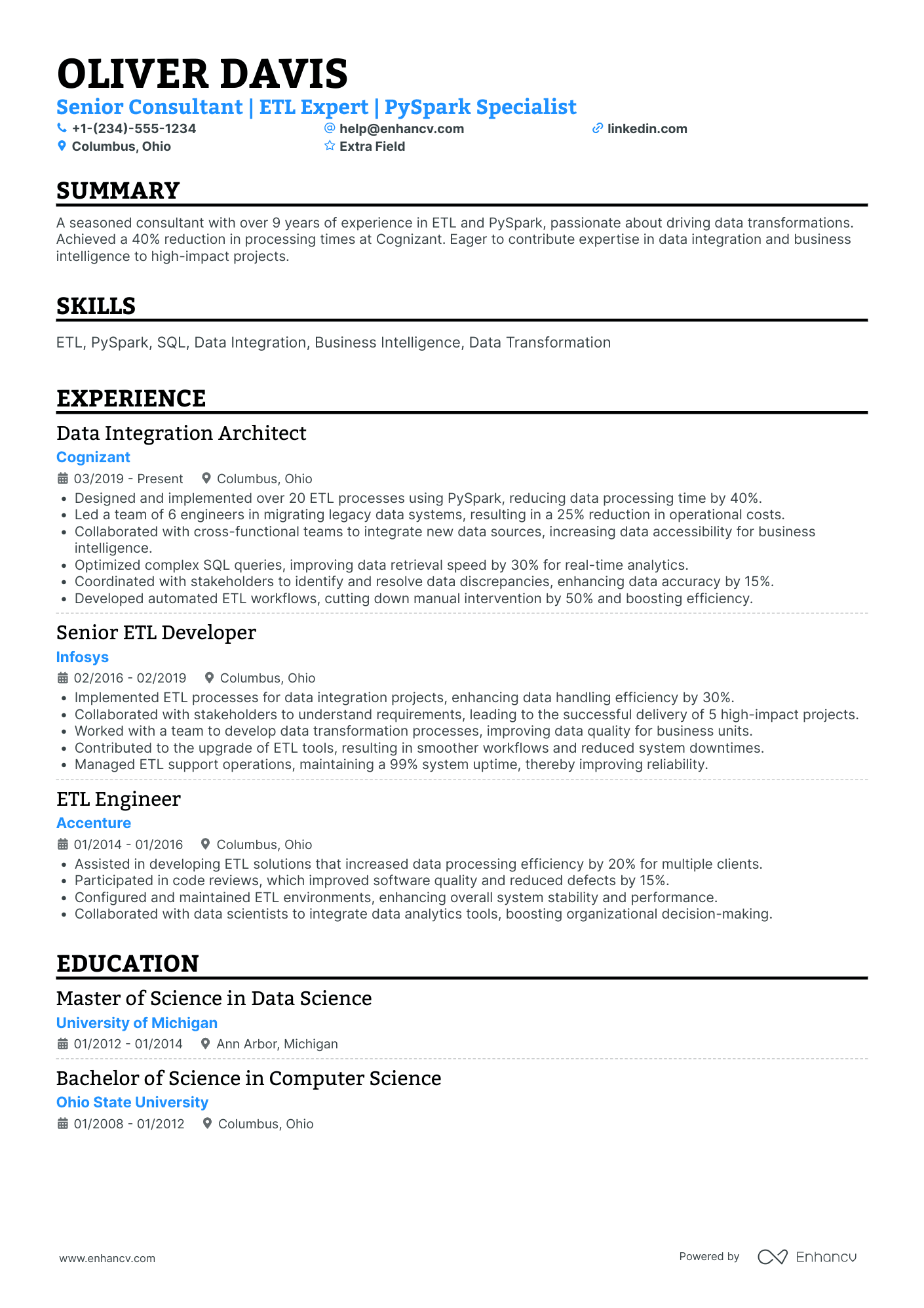 Senior IT Consultant Resume Example