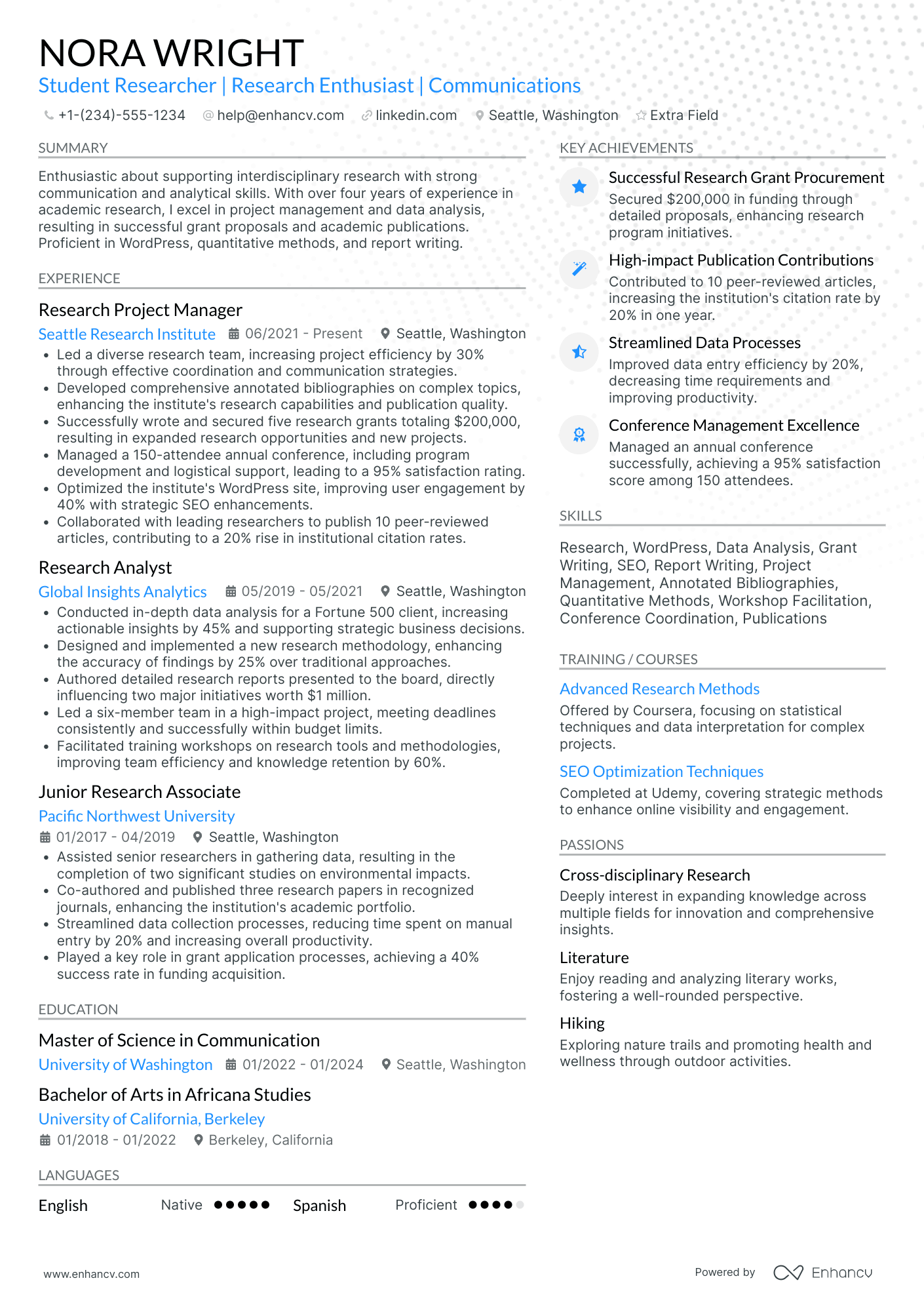 Educational Researcher Resume Example