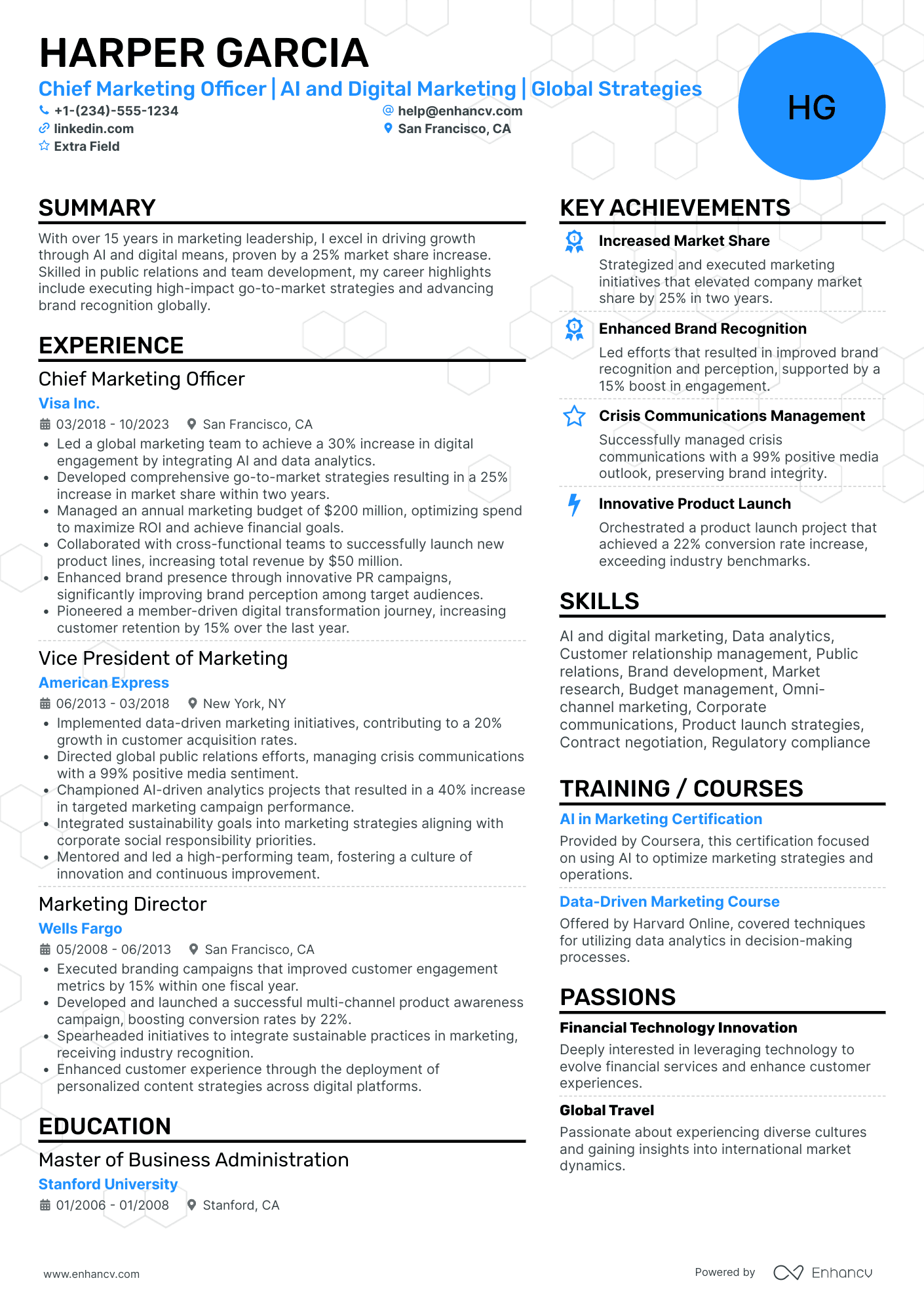 Global Chief Marketing Officer Resume Example