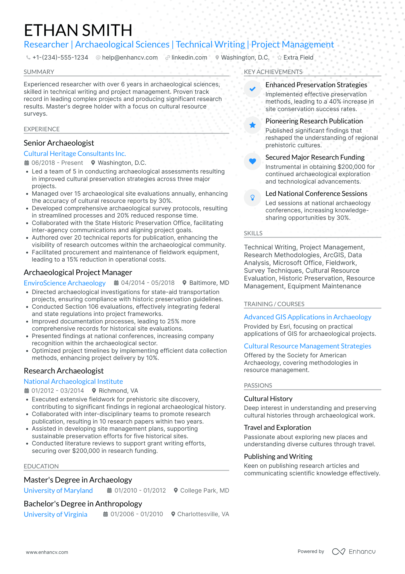 Historical Researcher Resume Example