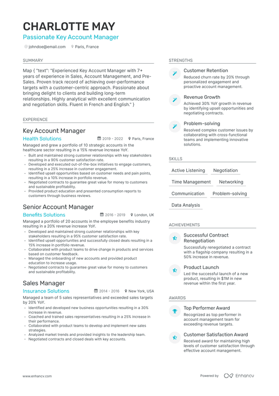 Key Account Manager Resume Example