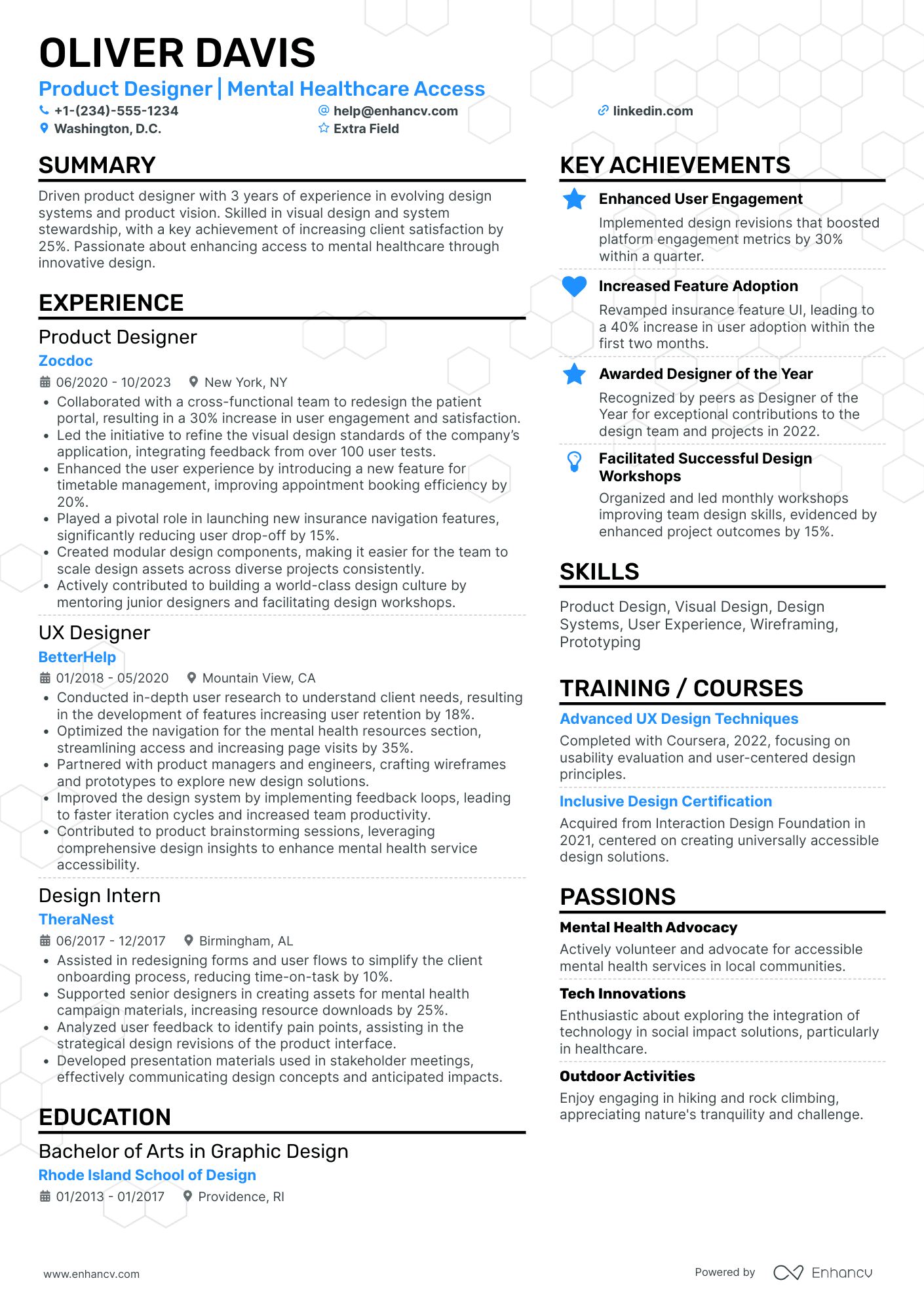 Junior Product Designer Resume Example