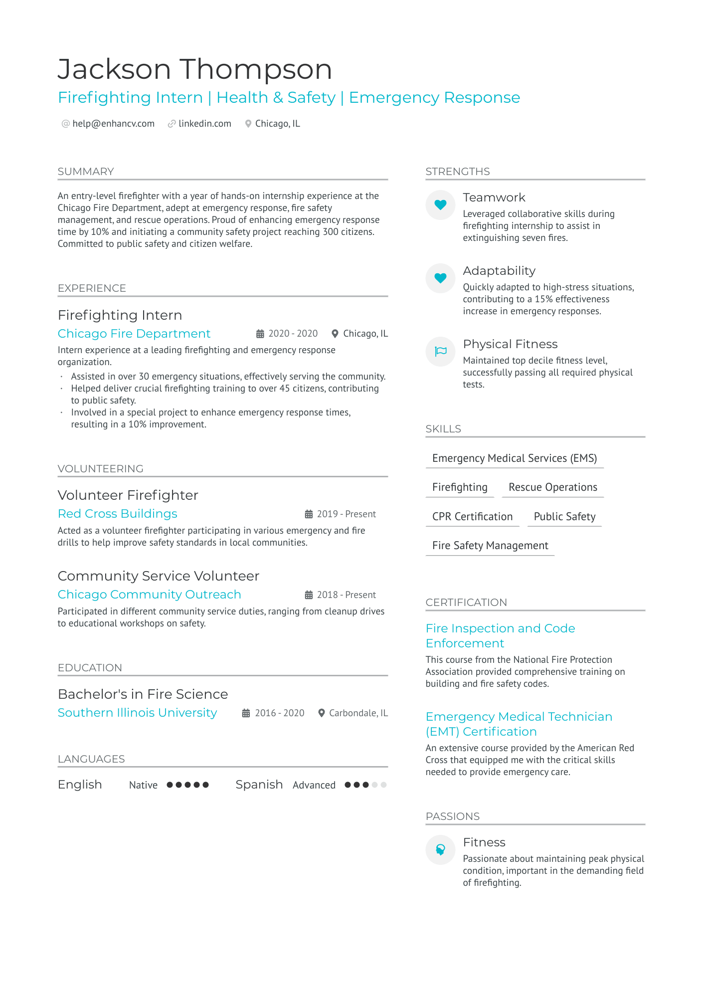 Entry Level Firefighter Resume Example