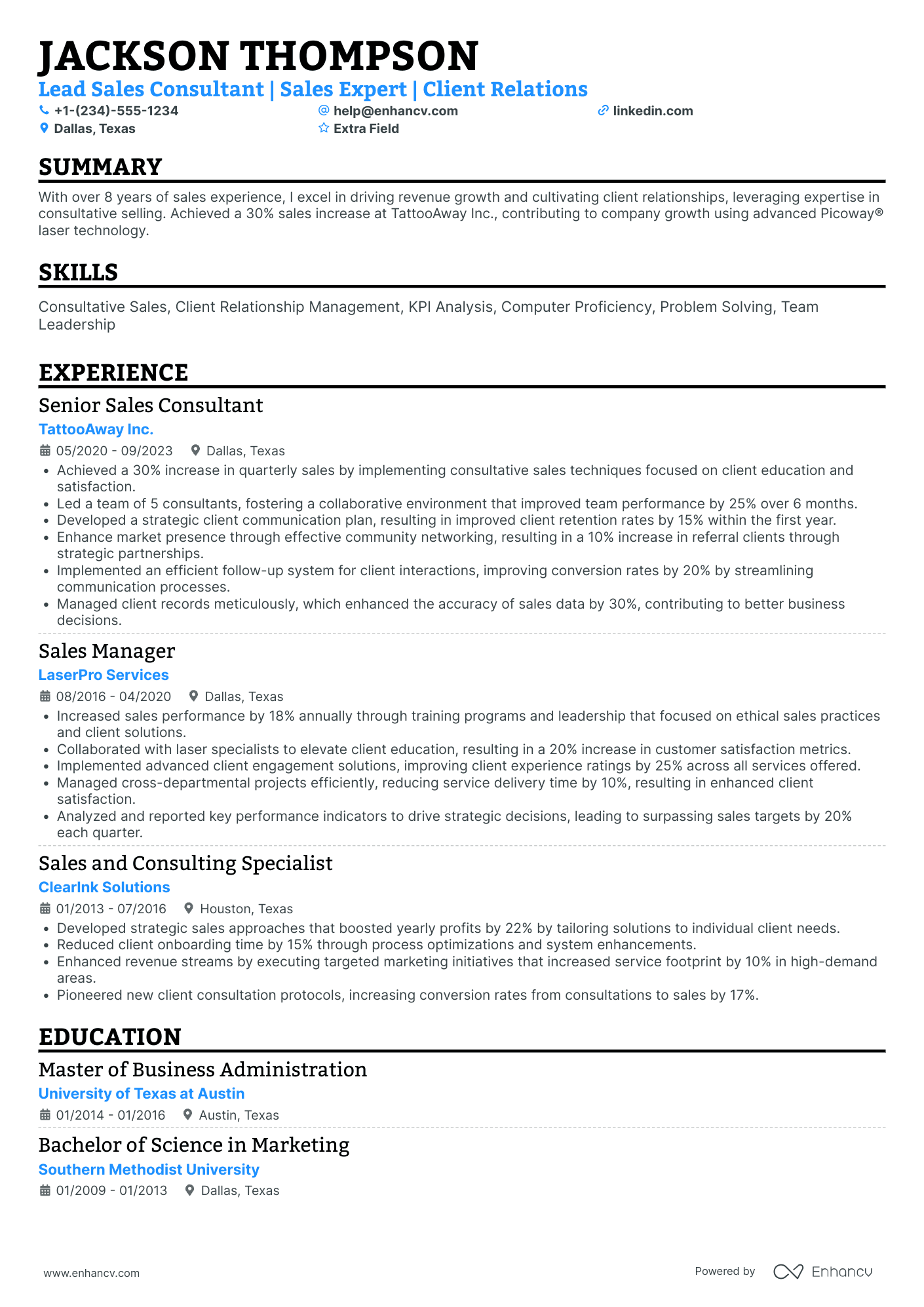 Lead Salesforce Consultant Resume Example