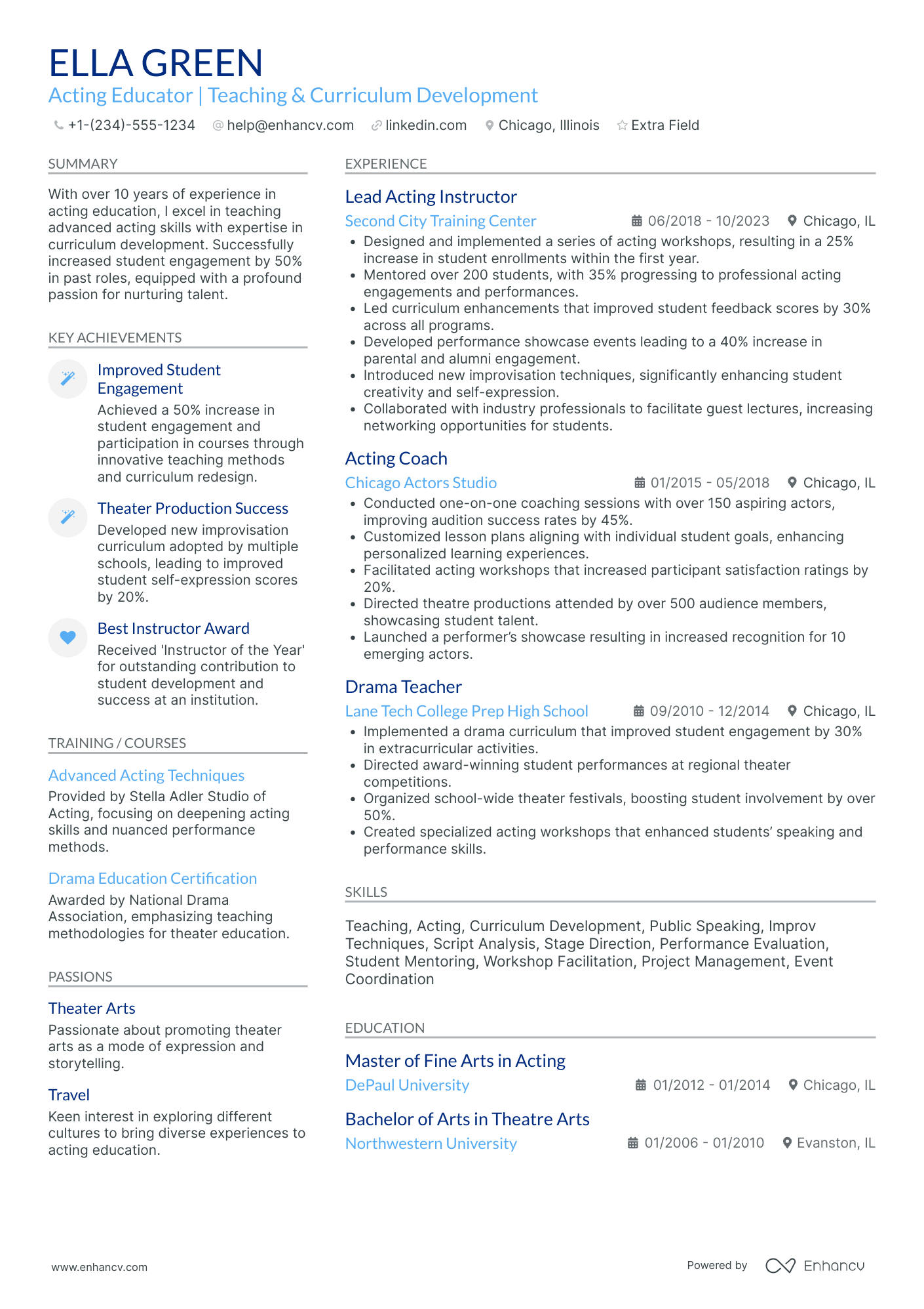 Stunt Actor Resume Example