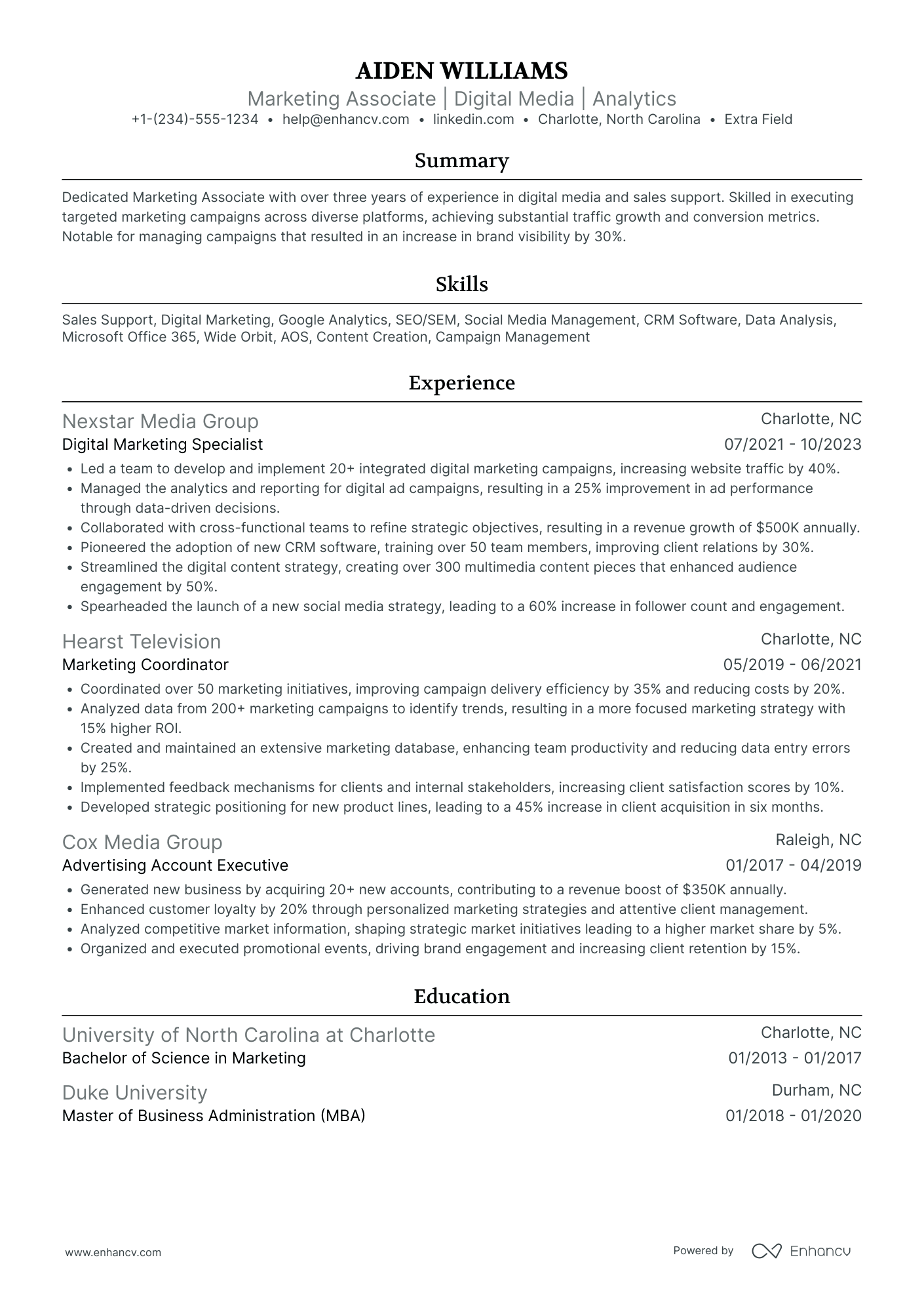 Marketing Associate Consultant Resume Example