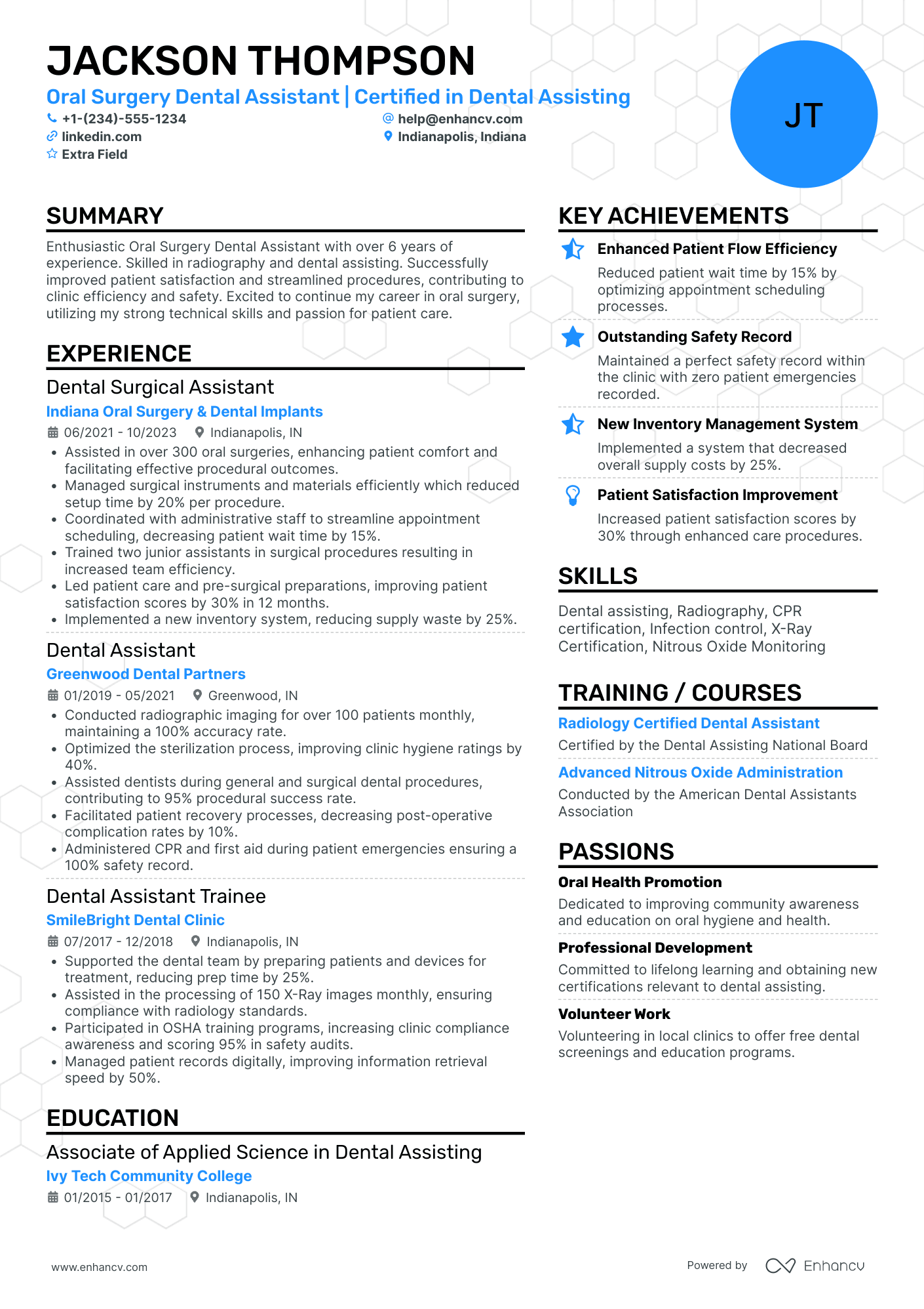 Dental Surgery Assistant Resume Example