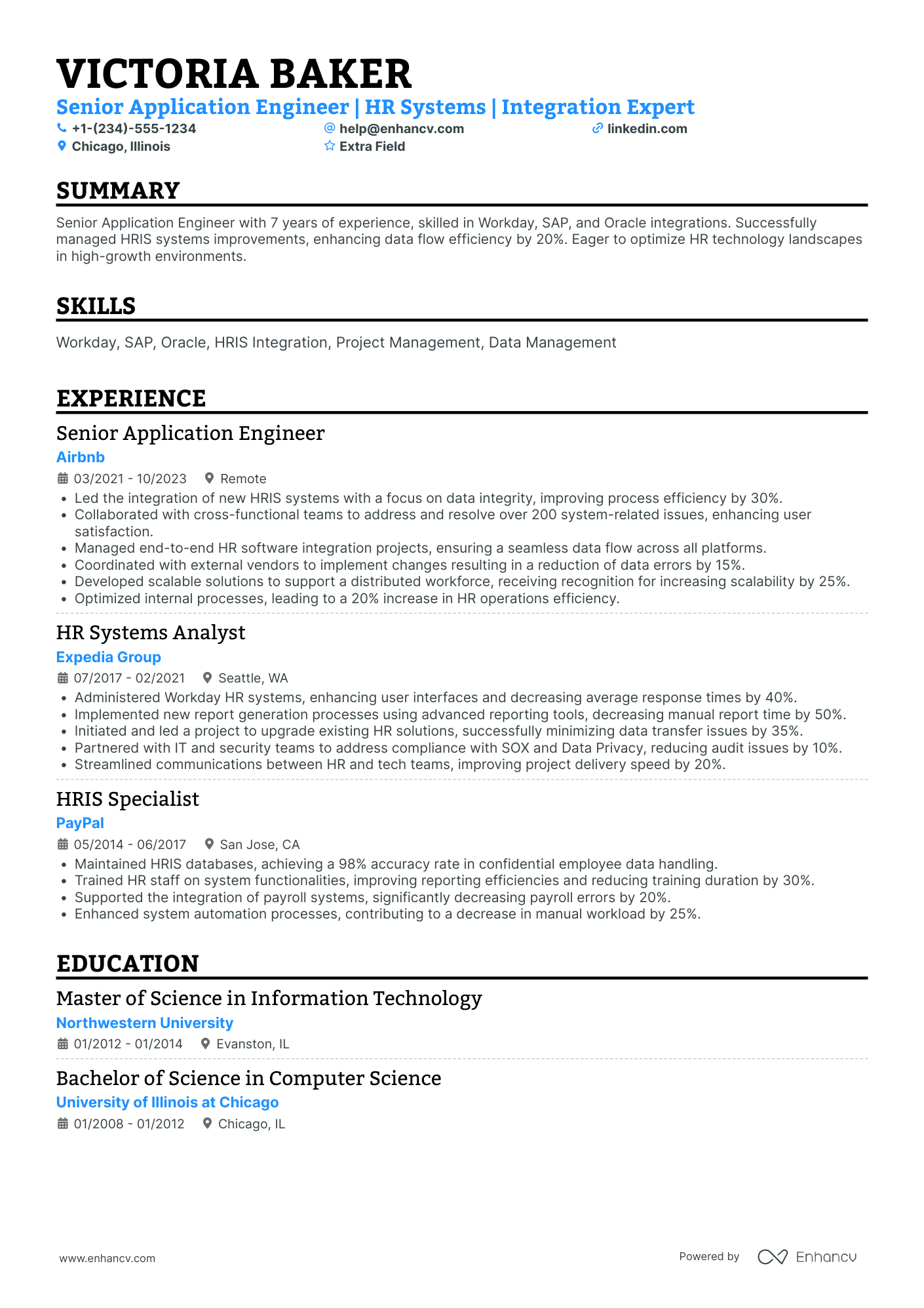 Senior Application Engineer Resume Example