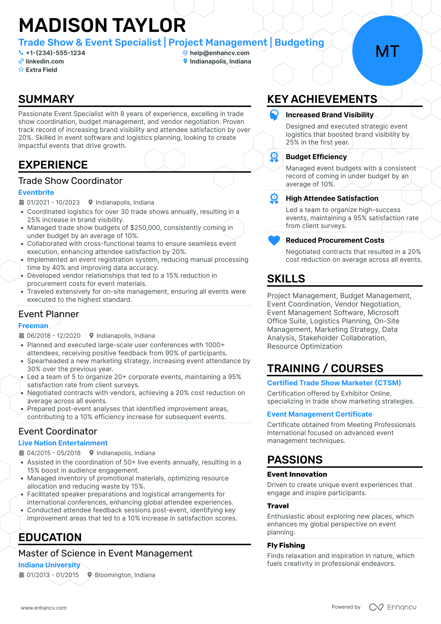 Trade Show Event Planner Resume Example