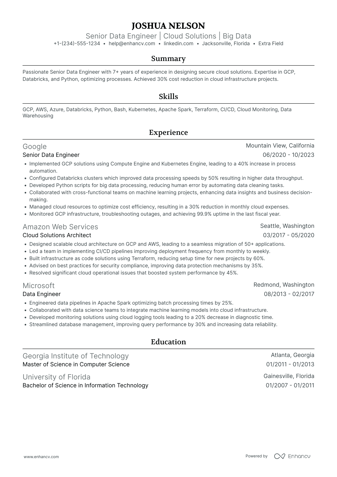 Azure Data Engineer Trainer Resume Example