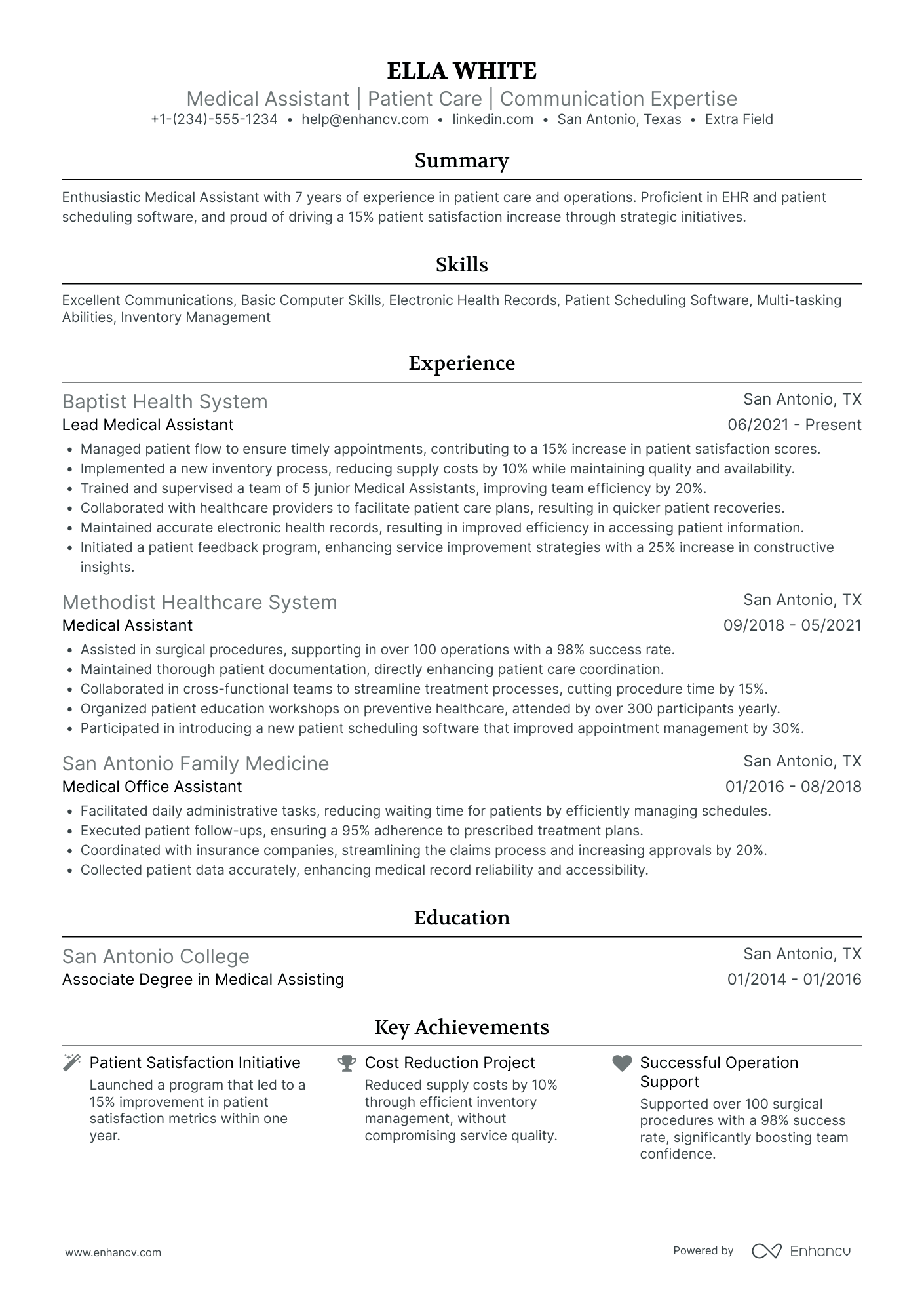 Senior Medical Assistant Resume Example