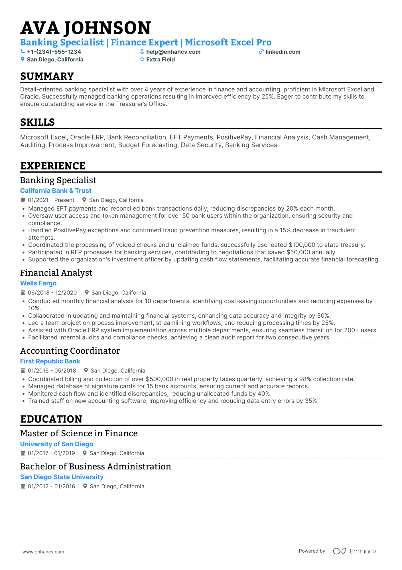 Personal Banking Support Specialist Resume Example