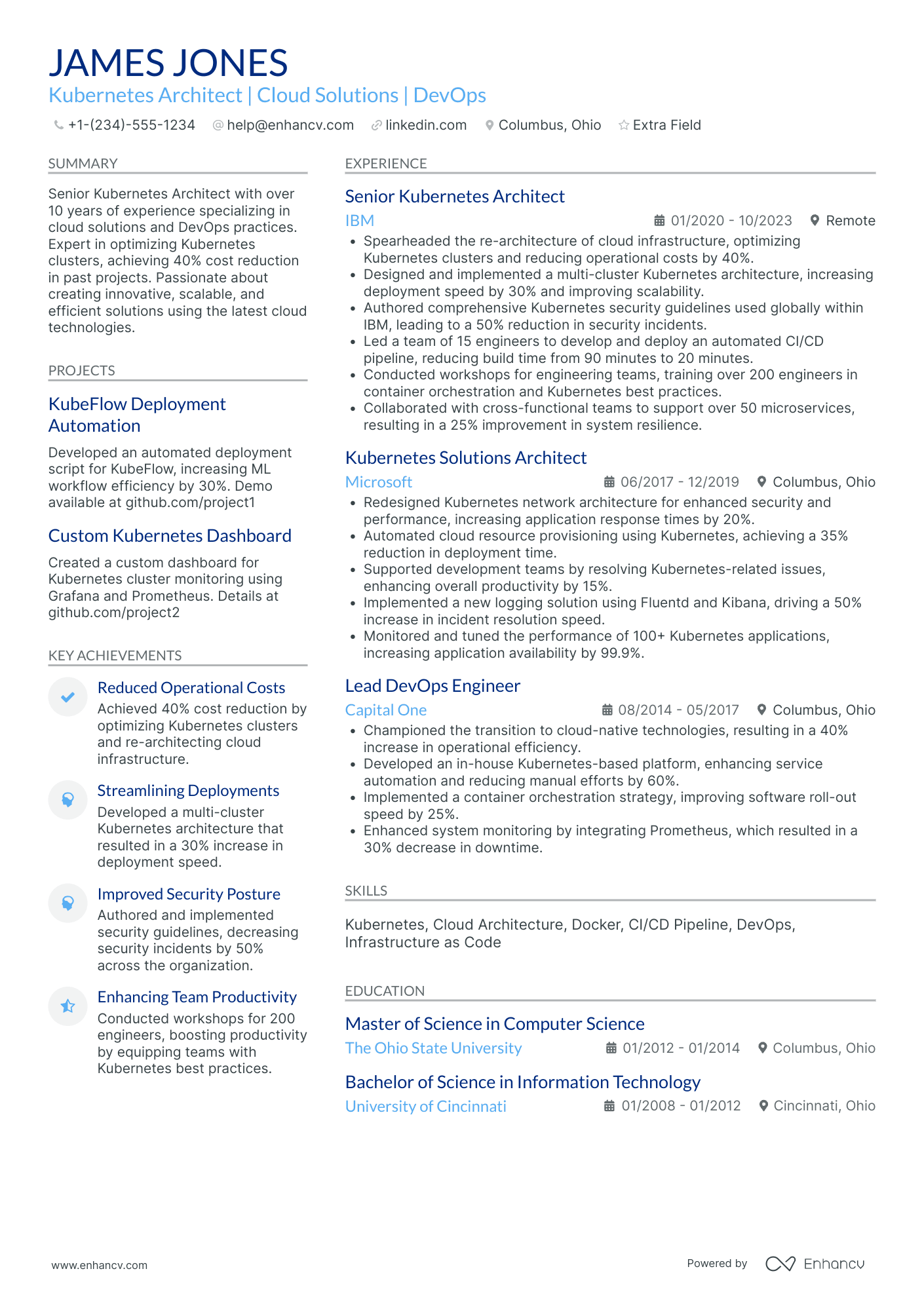 Kubernetes Architect Resume Example