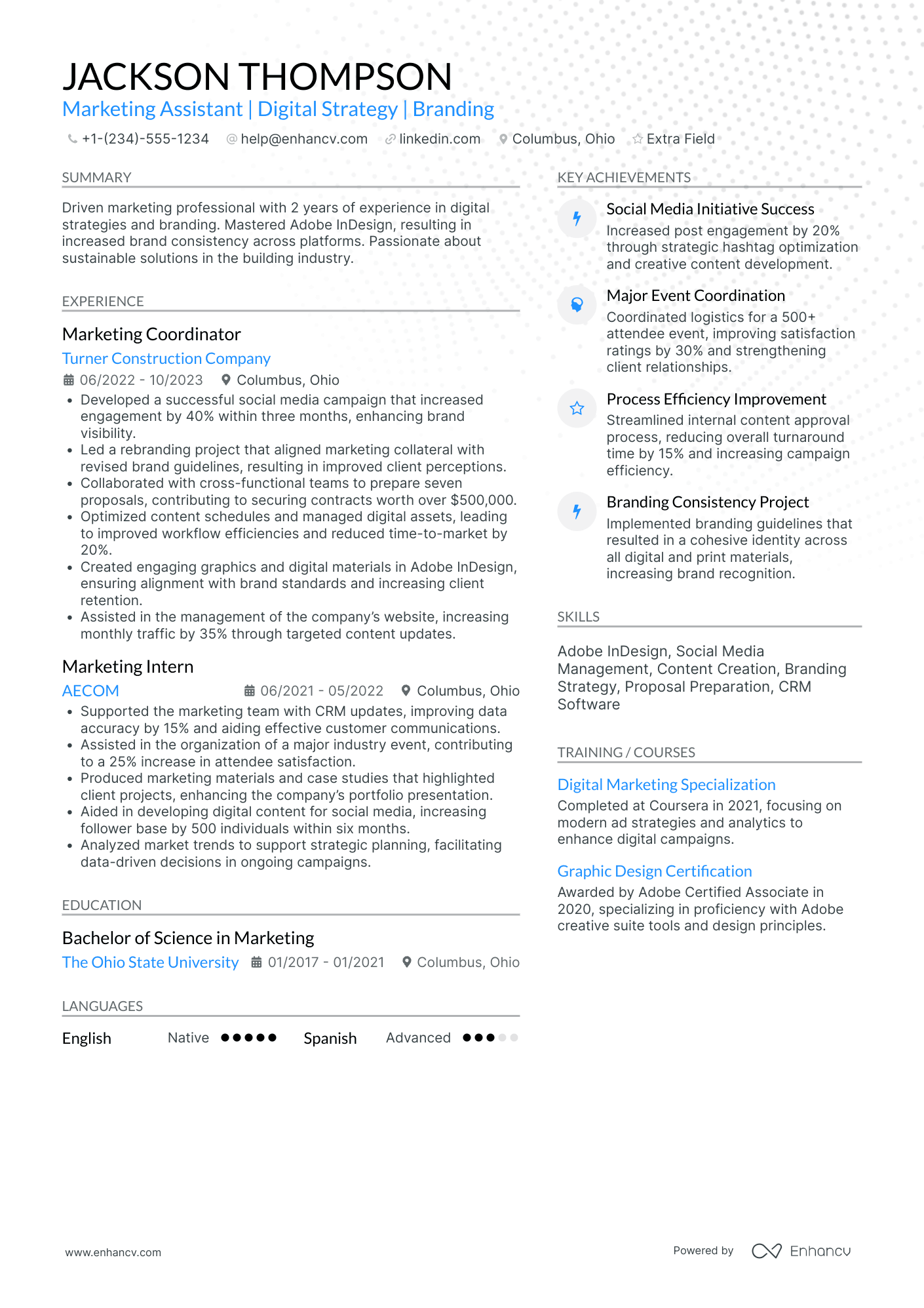 Senior Marketing Assistant Resume Example