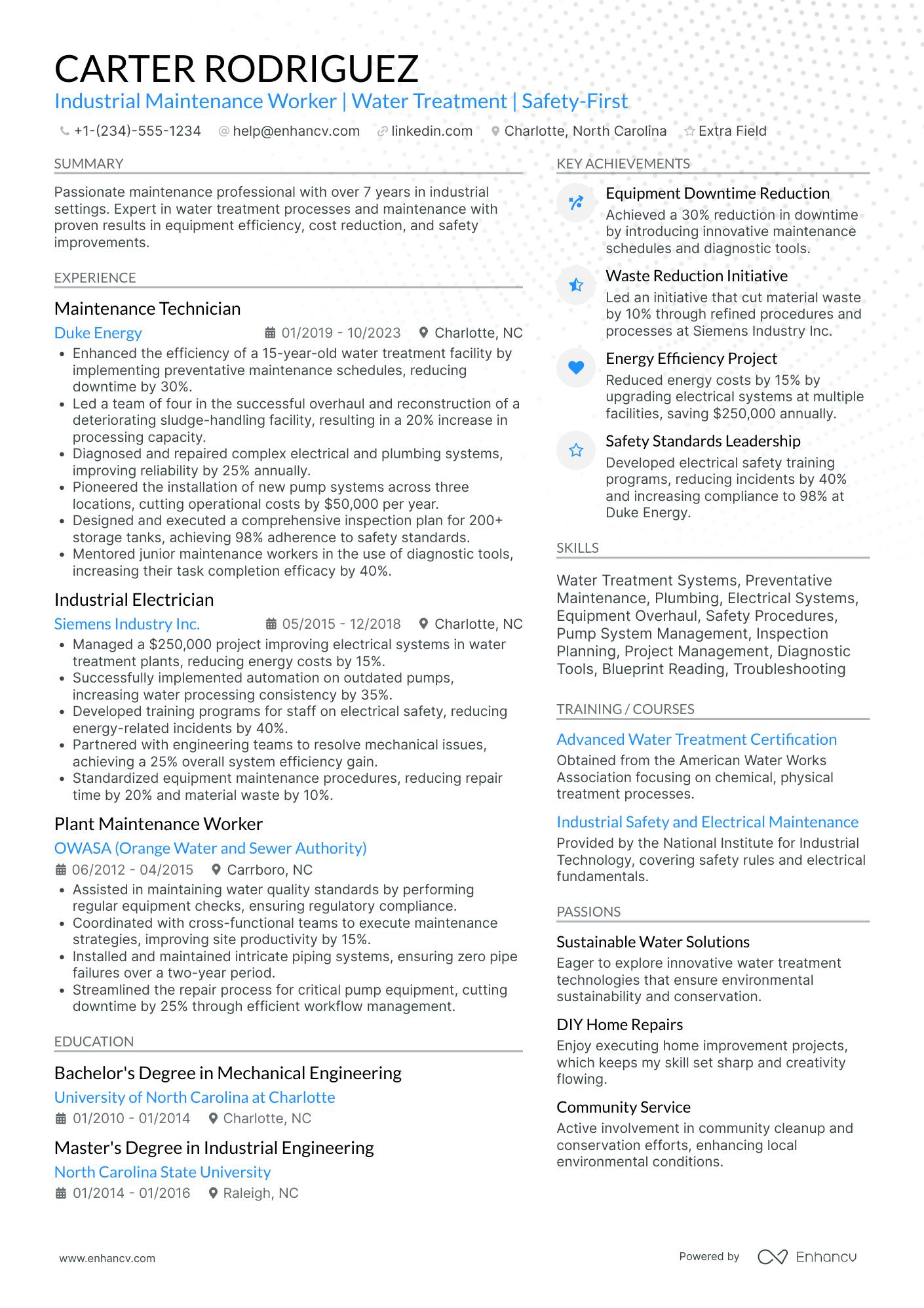 Industrial Construction Worker Resume Example