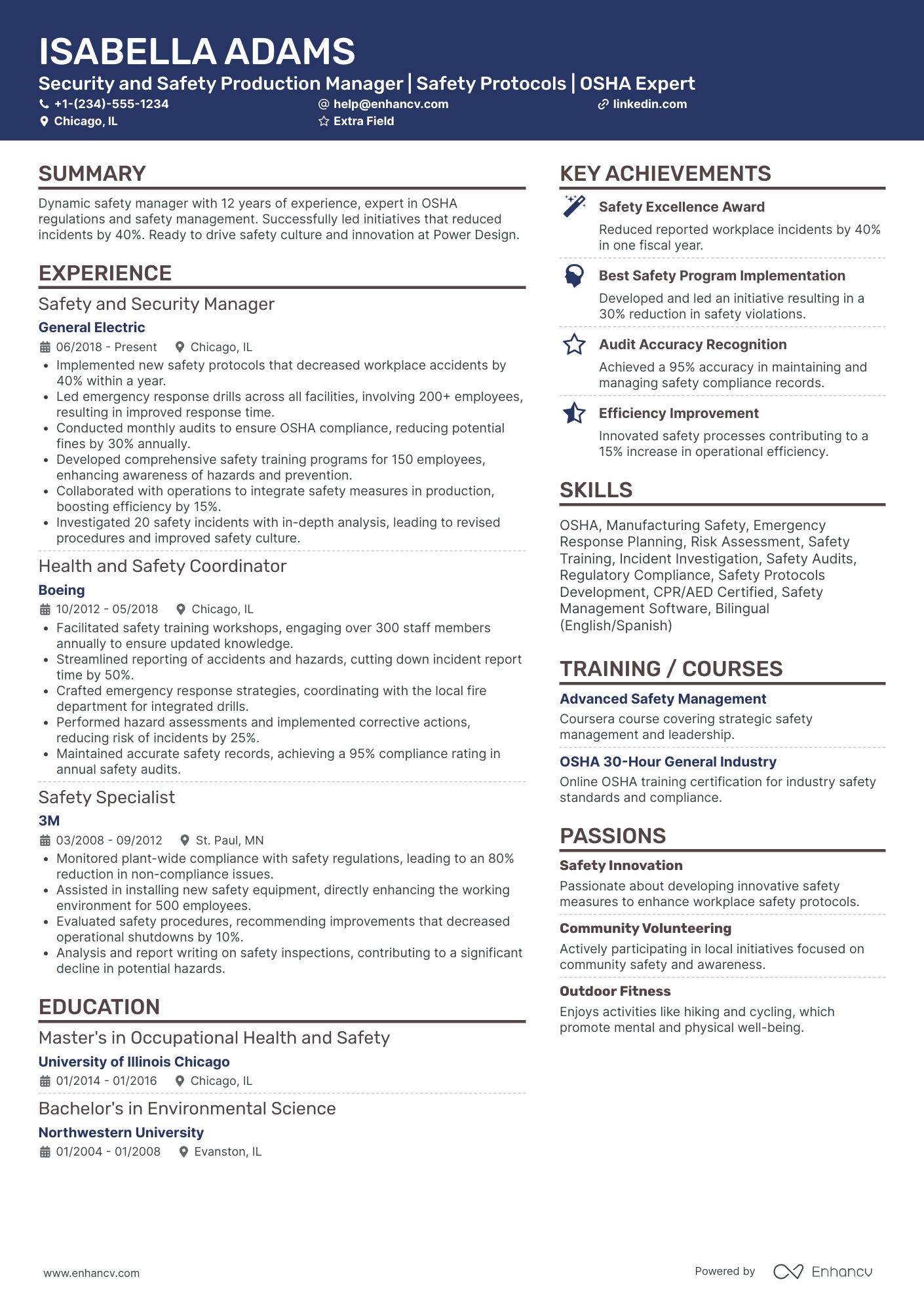 Factory Safety Officer Resume Example