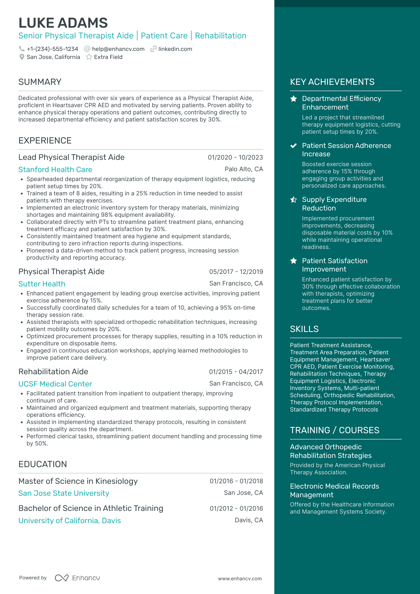 Senior Physical Therapist Resume Example