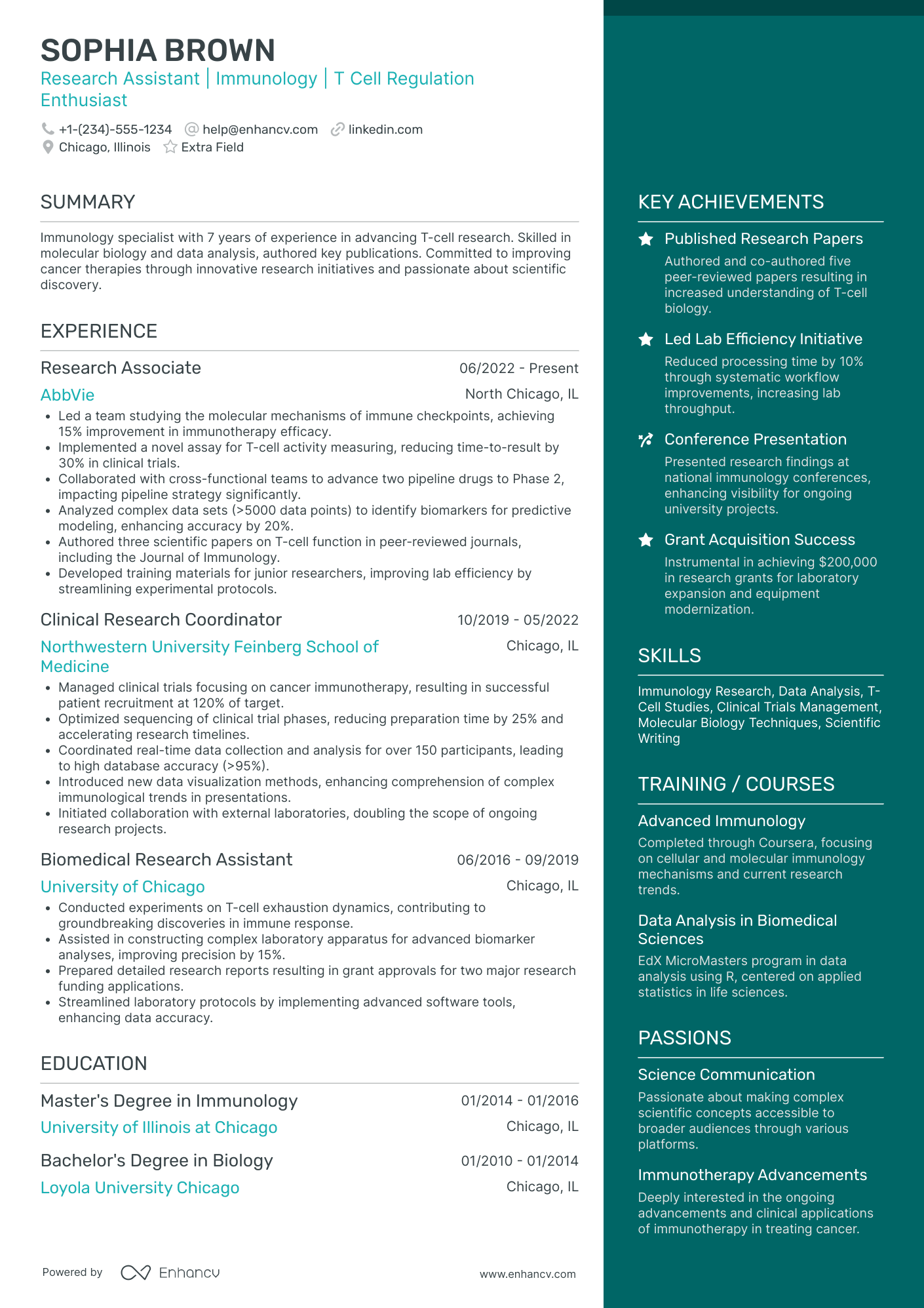 Medical Research Assistant Resume Example