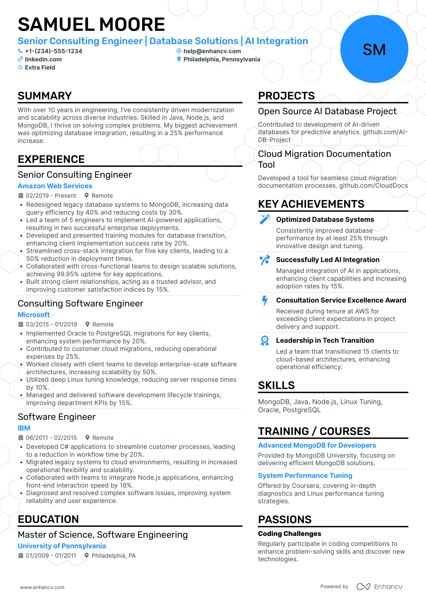 Senior MongoDB Developer Resume Example