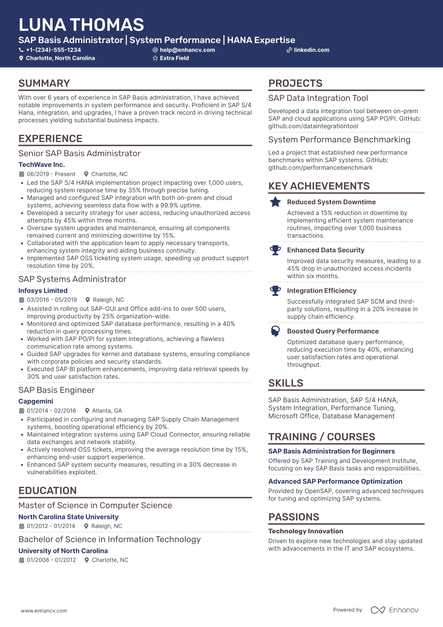 SAP Basis Administrator Resume Example