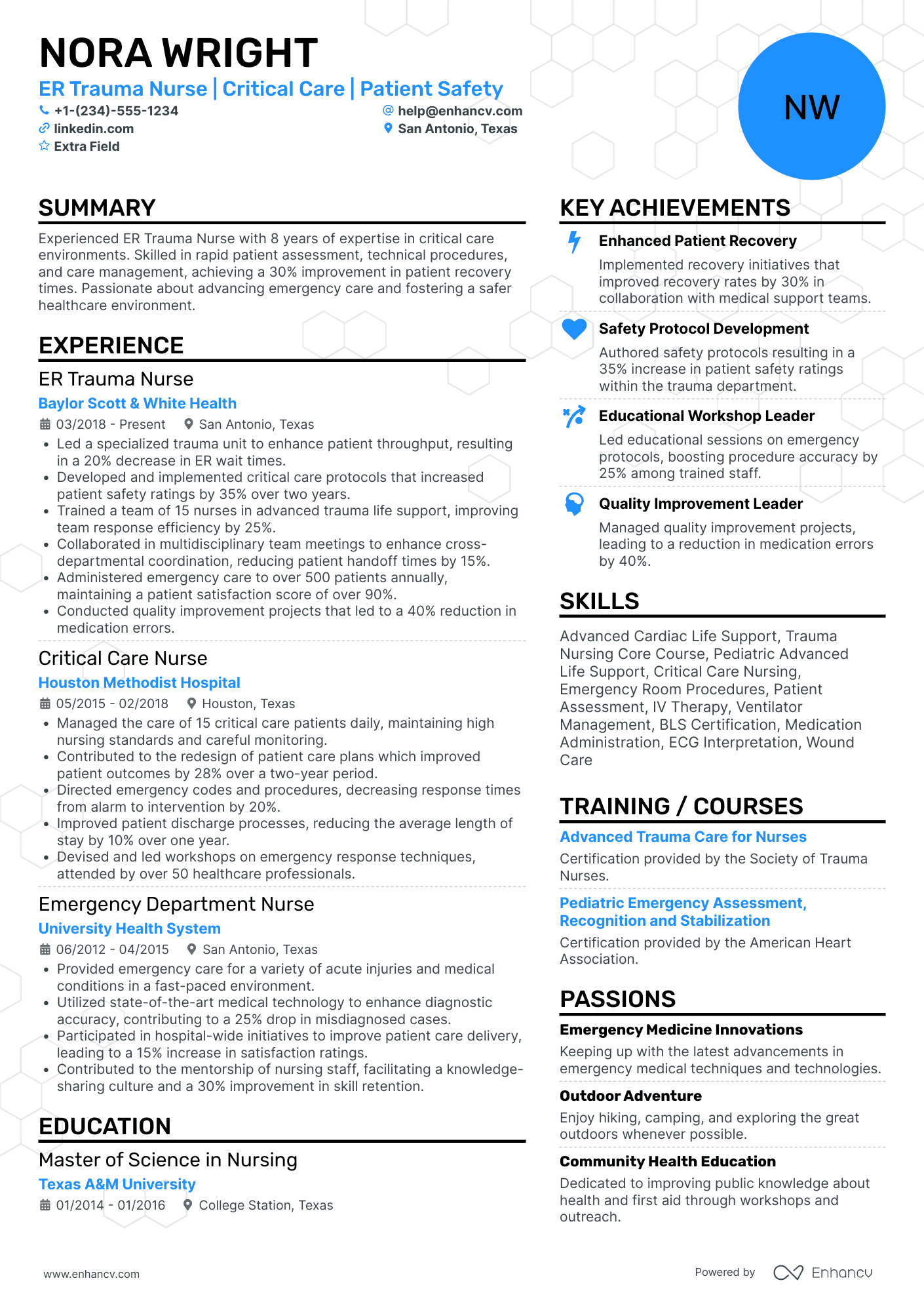 ER Trauma Nurse Resume Example