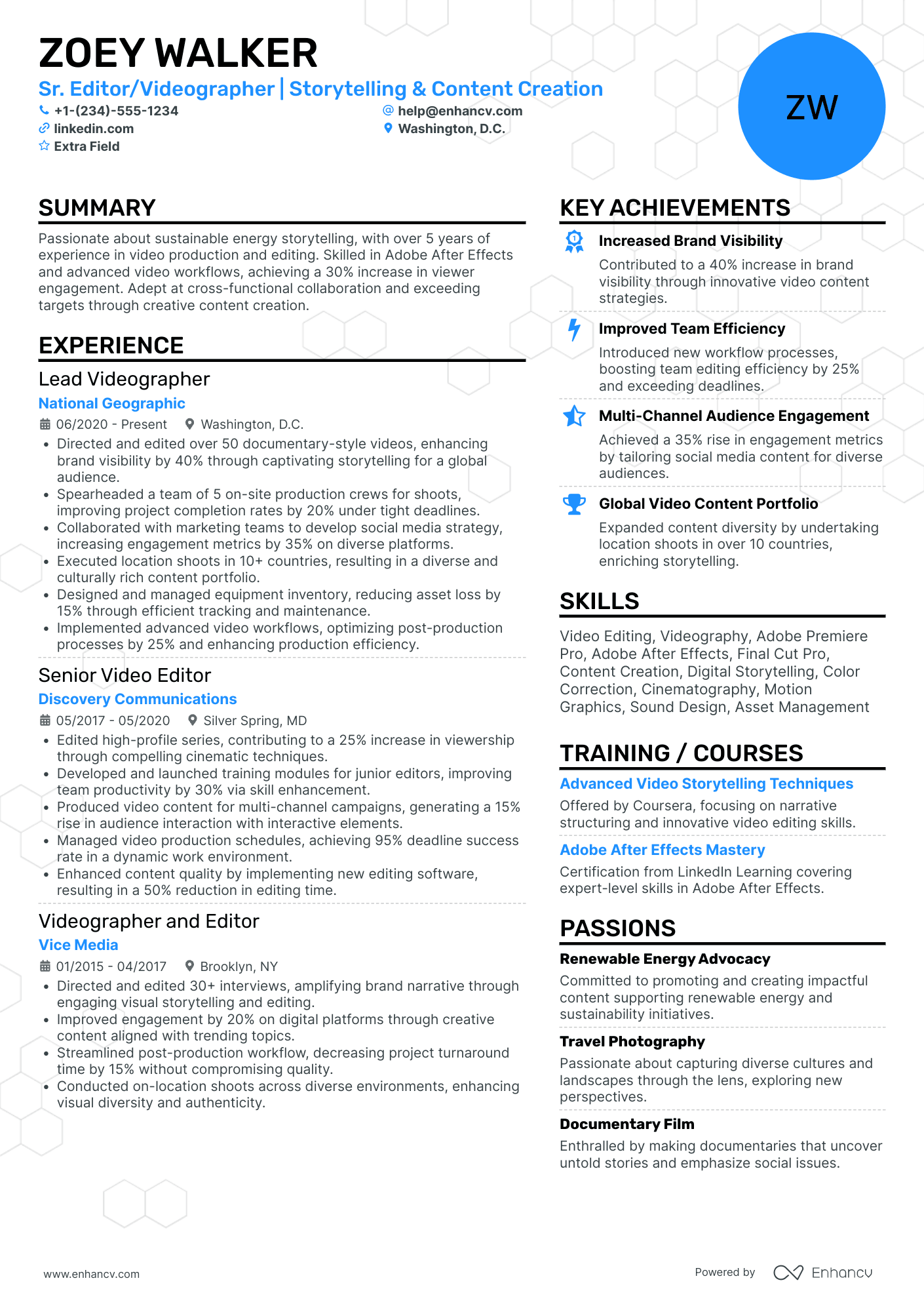 Documentary Video Editor Resume Example