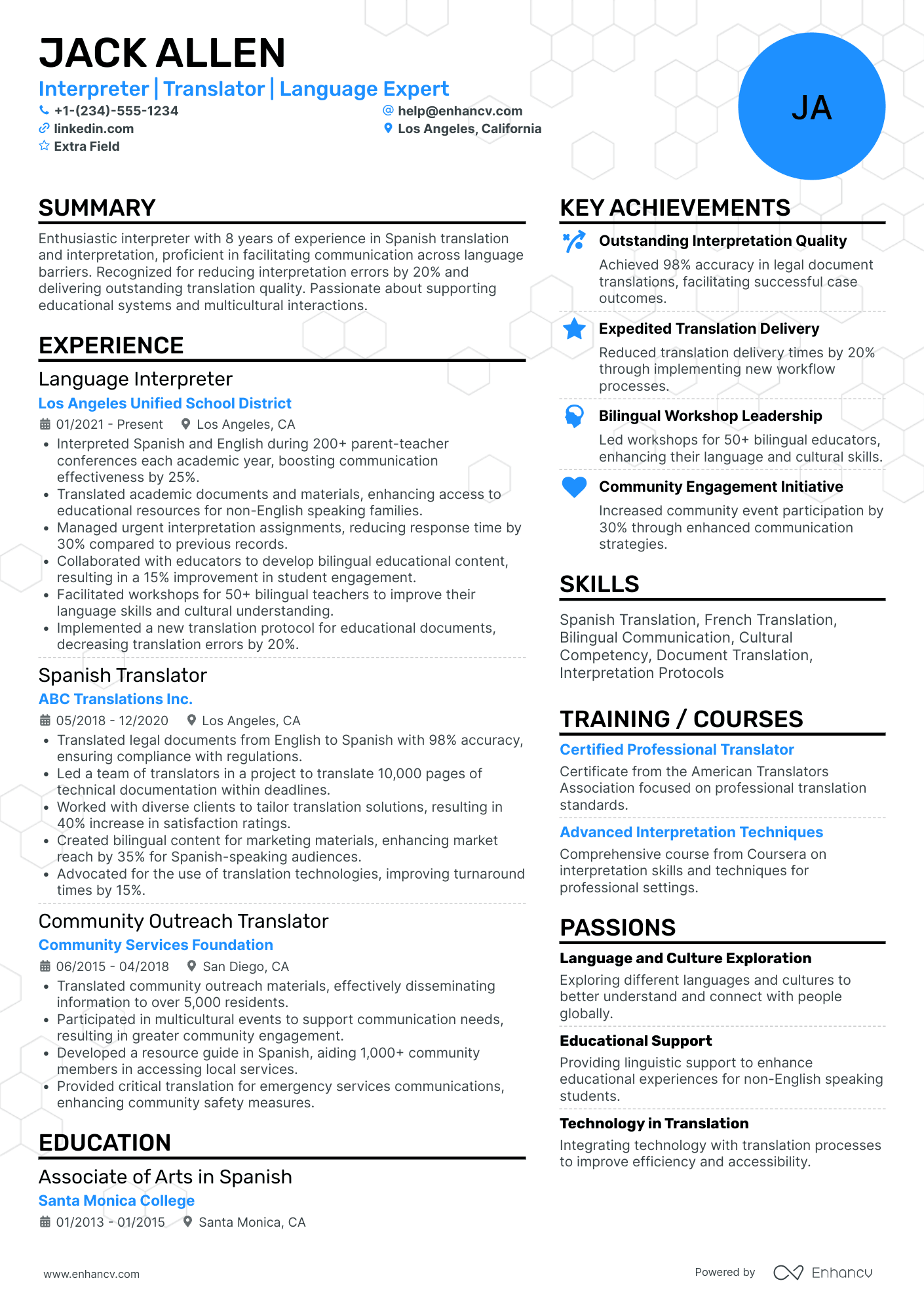 Senior Translator Resume Example