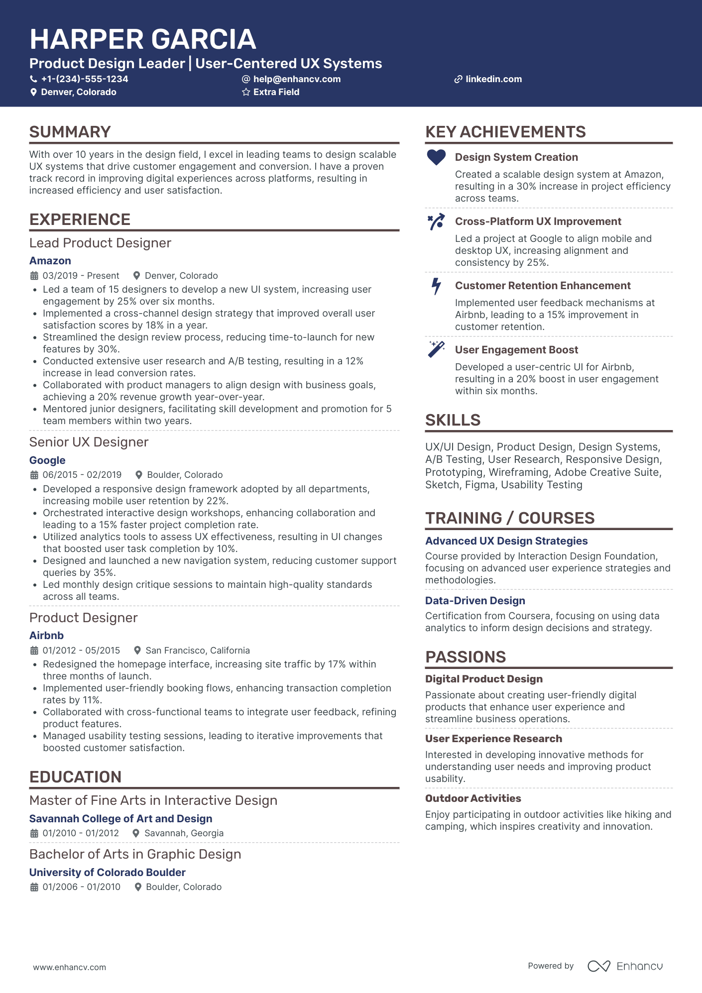 Product Design Manager Resume Example