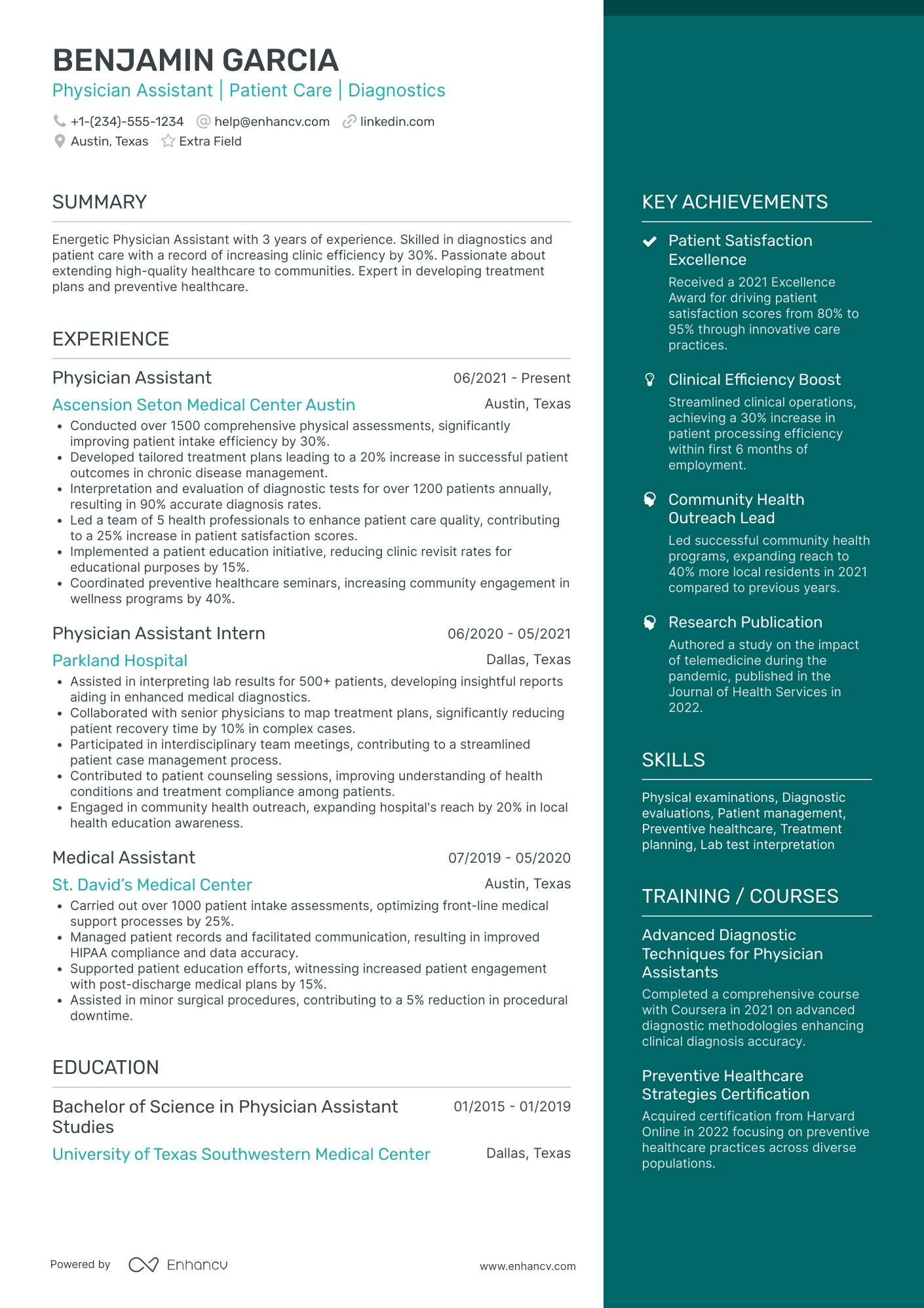 Senior Physician Assistant Resume Example