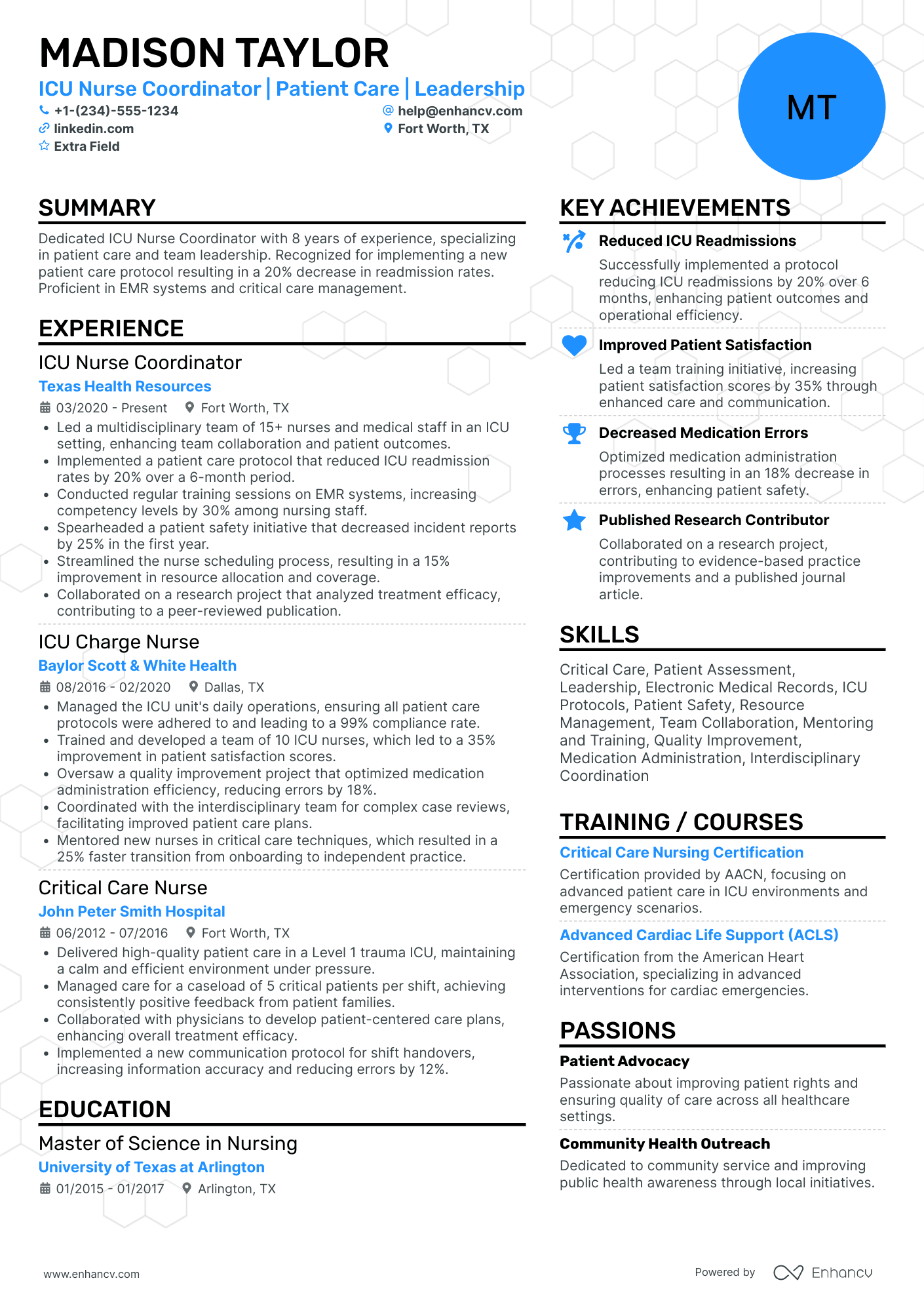 ICU Nurse Coordinator Resume Example