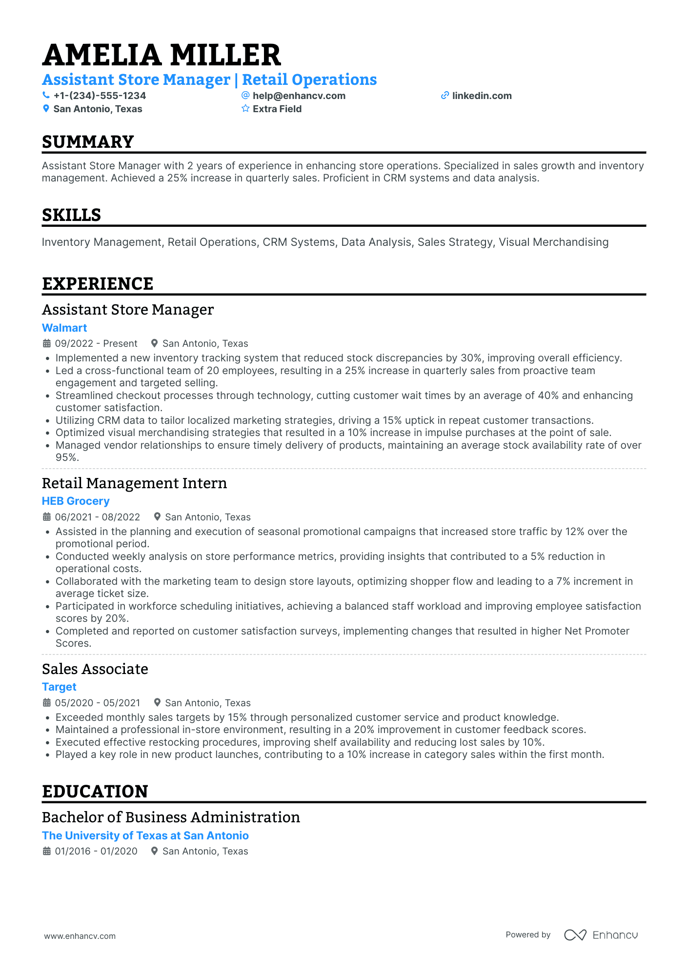 Target Assistant Store Manager Resume Example