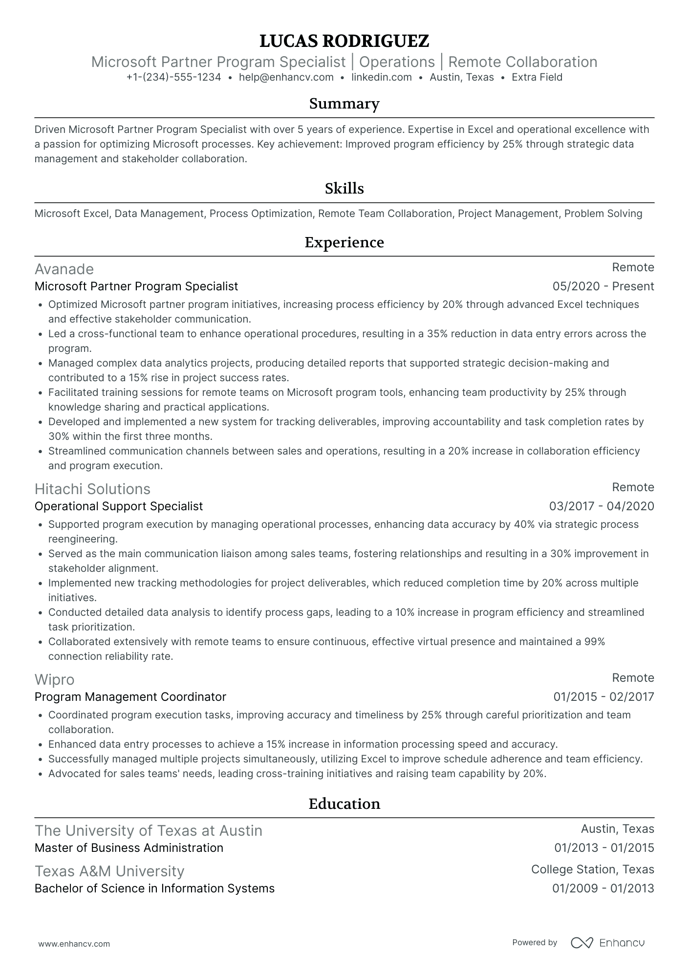 Microsoft Office Specialist Resume Example