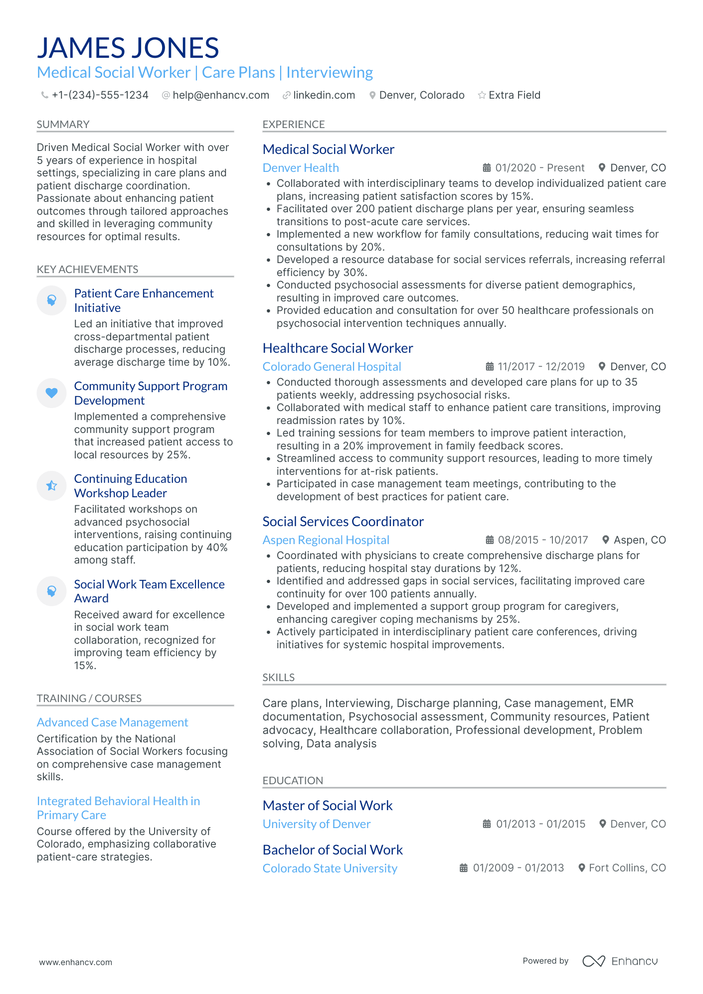 Medical Social Worker Resume Example