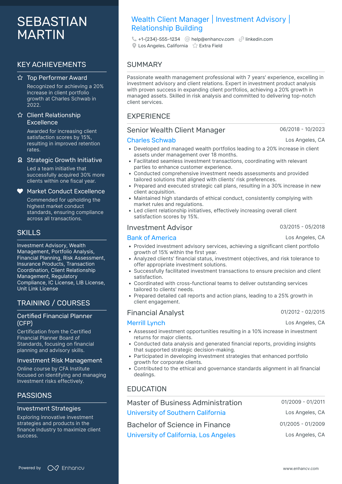 Personal Banking Manager Resume Example