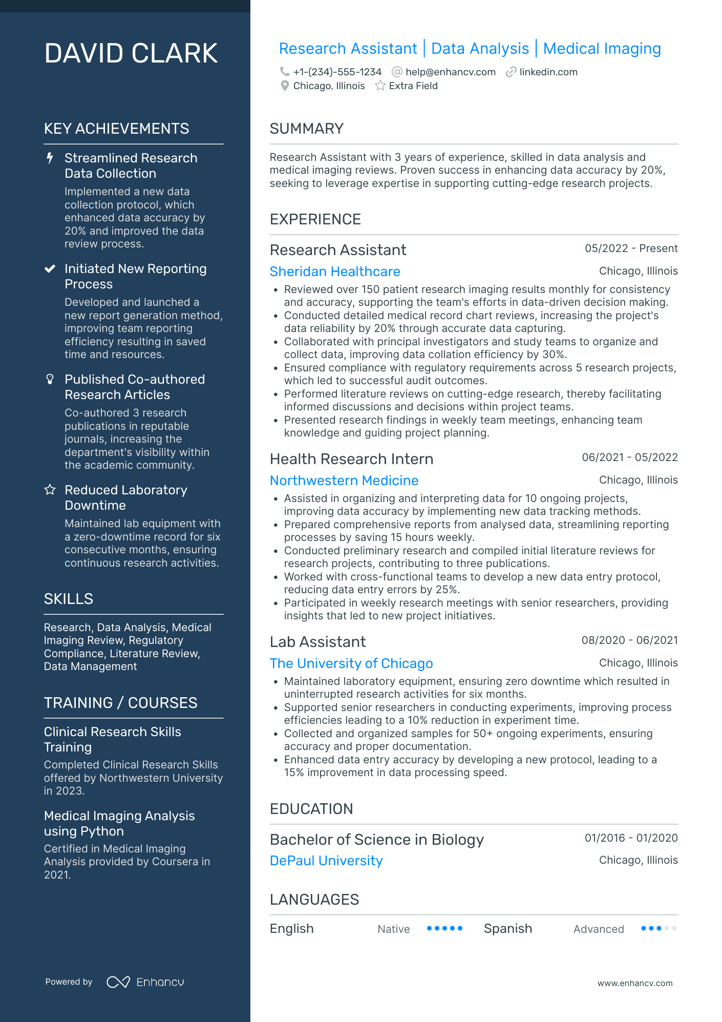 Junior Research Assistant Resume Example